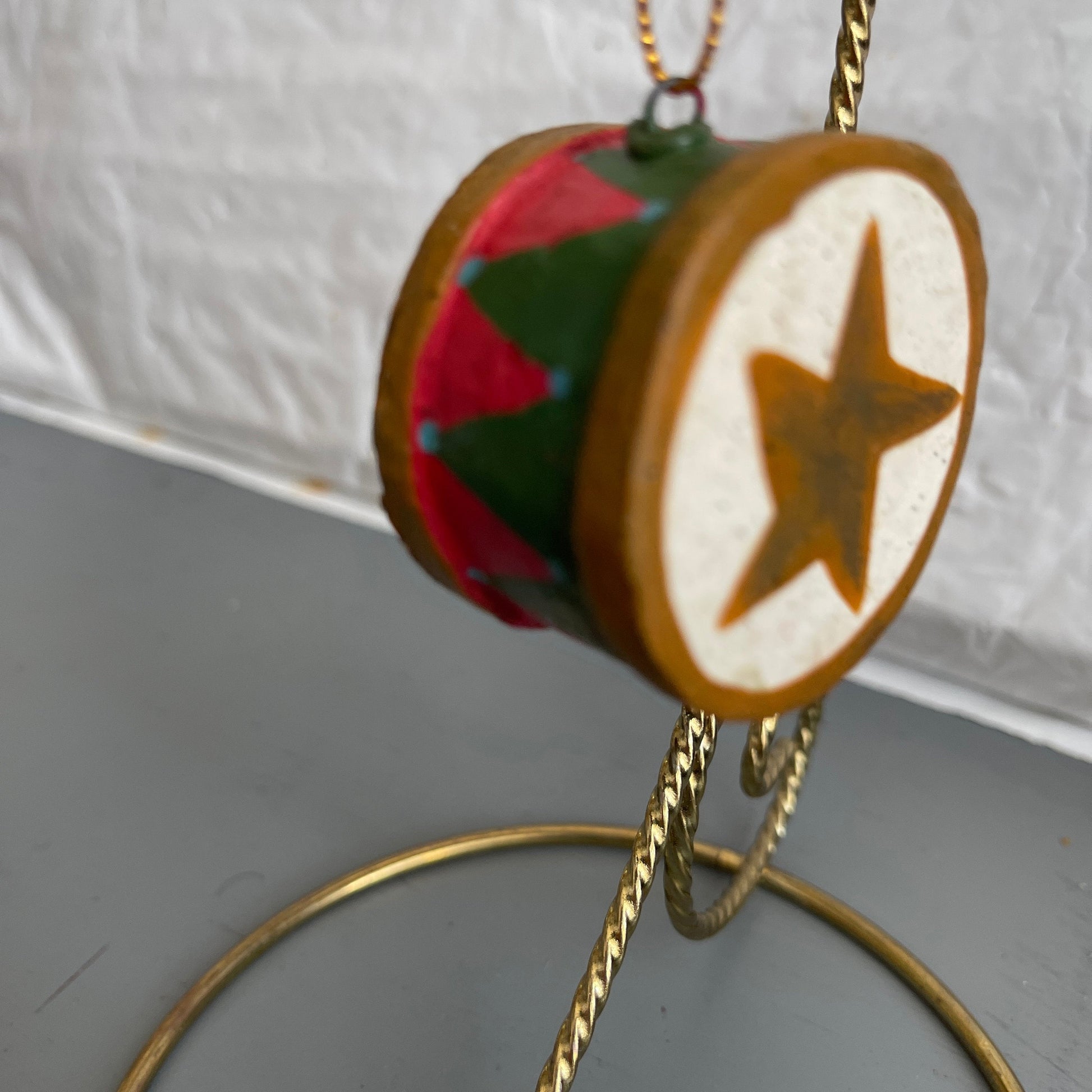 Little Toy Drum Hand Painted Vintage Ornament