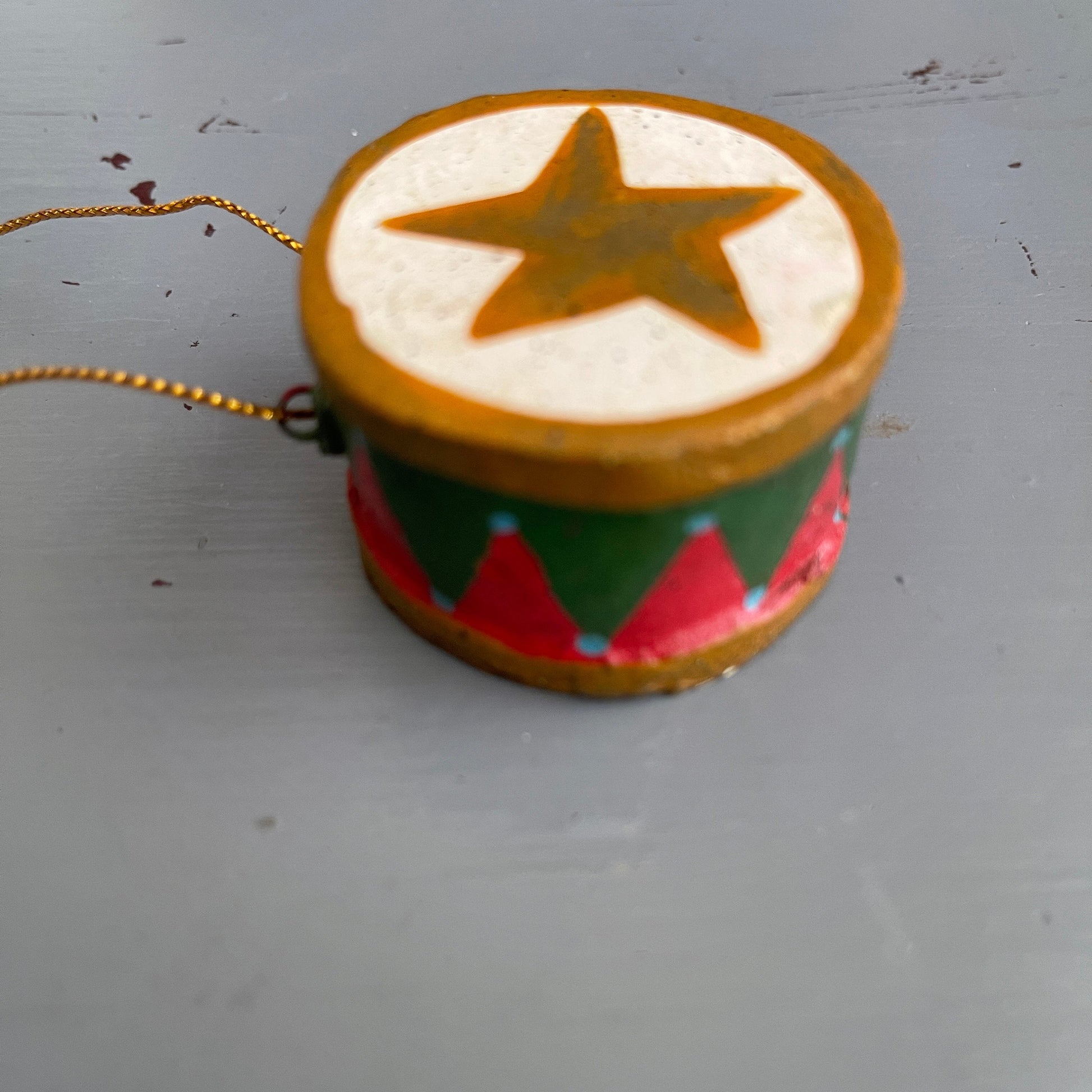 Little Toy Drum Hand Painted Vintage Ornament