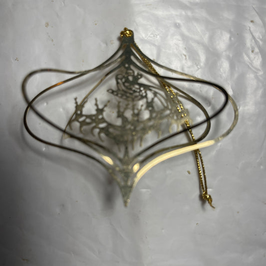 Santas Midnight Sleigh Ride Gold-tone Metal Christmas Tree Ornament