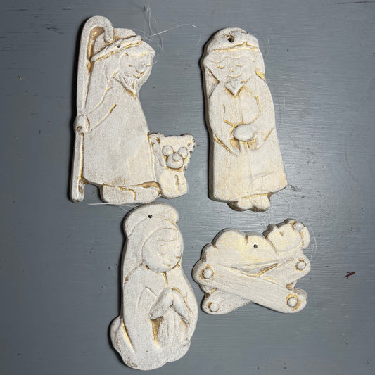 Nativity 4 piece Set Ceramic Christmas Tree Ornaments