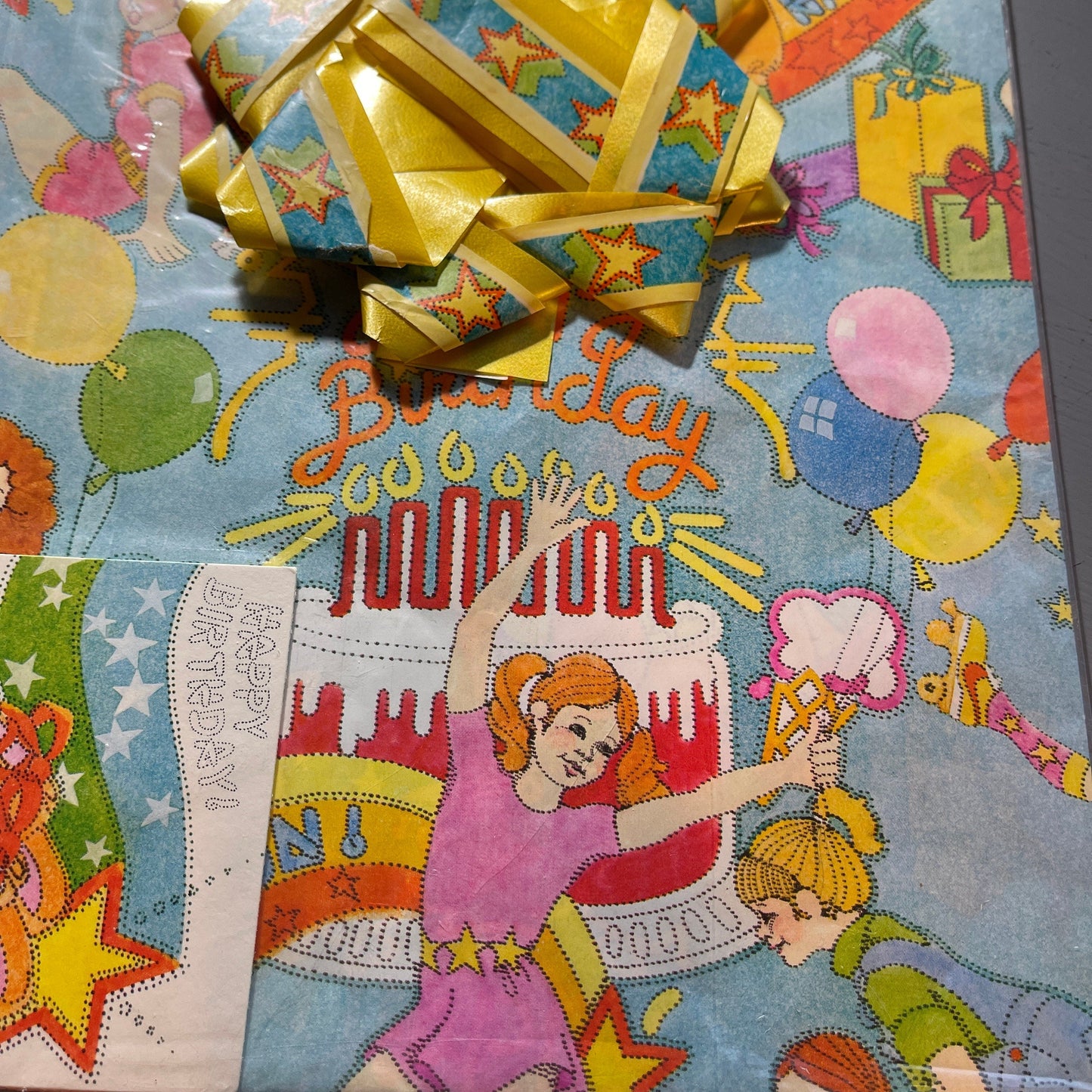 Gift Wrapping Paper Nice Vintage Choice Of Kid Christmas, Happy Birthday, Dad, Bird Happy Birthday or Floral See Variations