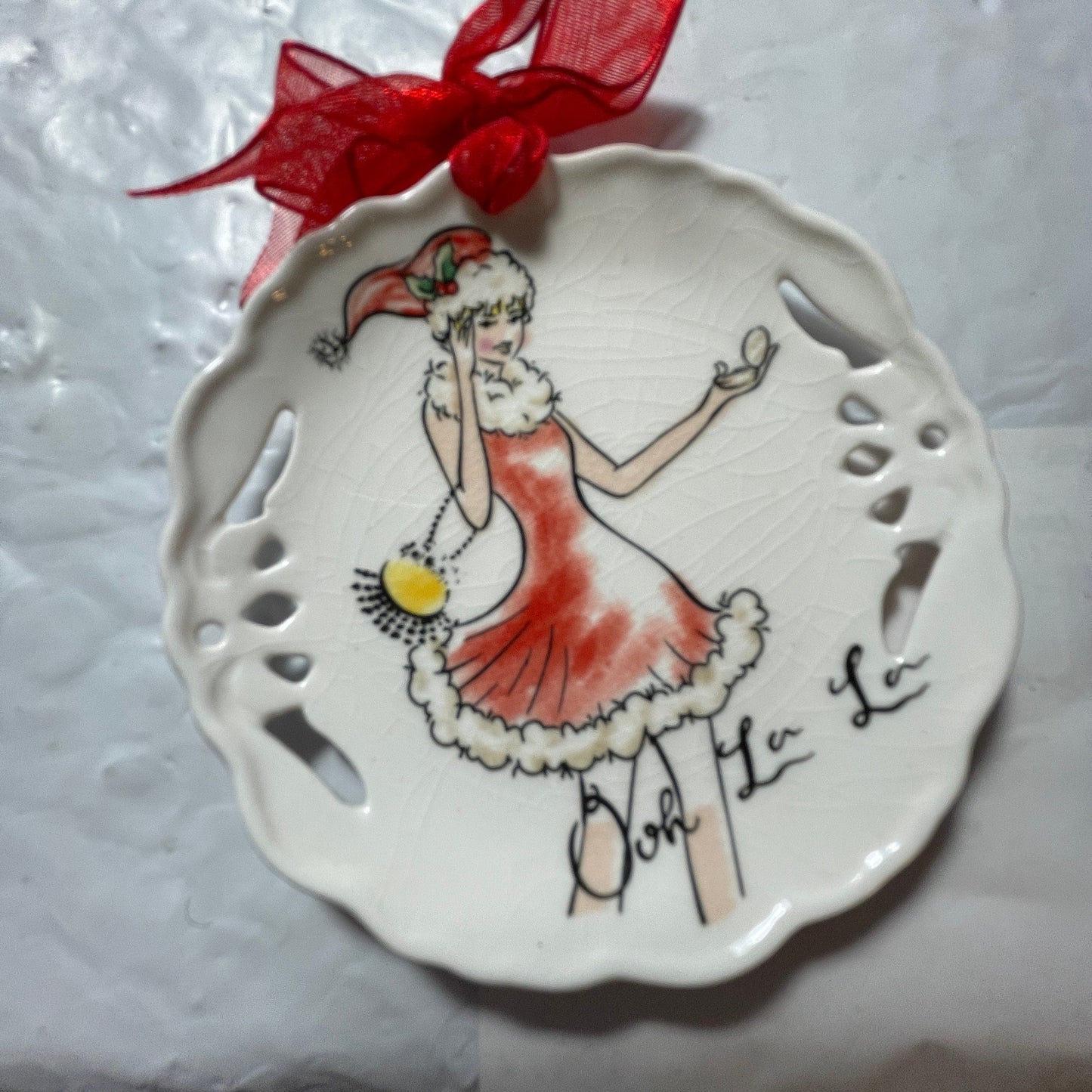 Ooh La La Fancy Santa Girl Mini Plate Vintage Collectible Ornament