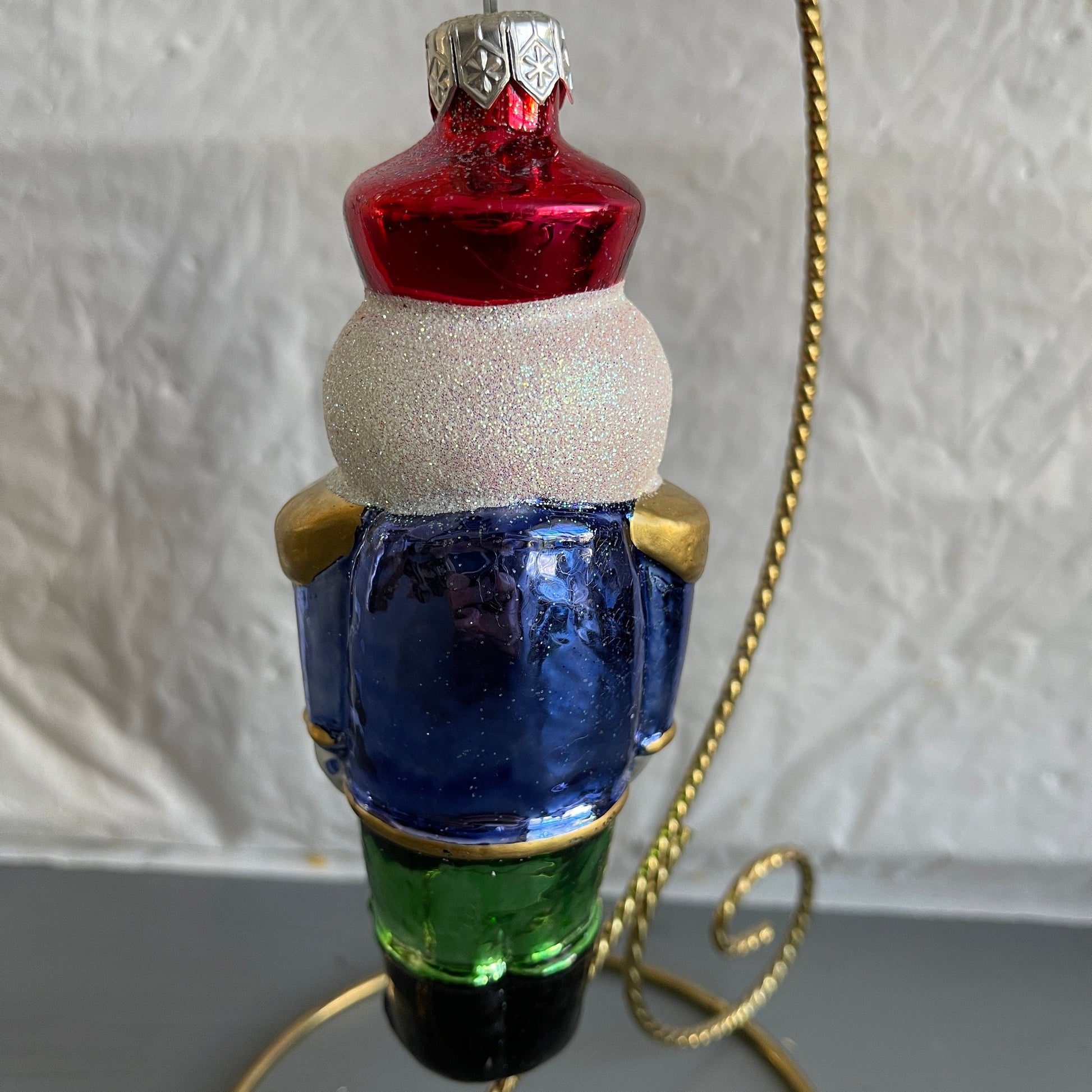 Nutcracker Pair of Toy Soldier Glass Christmas Tree Ornaments