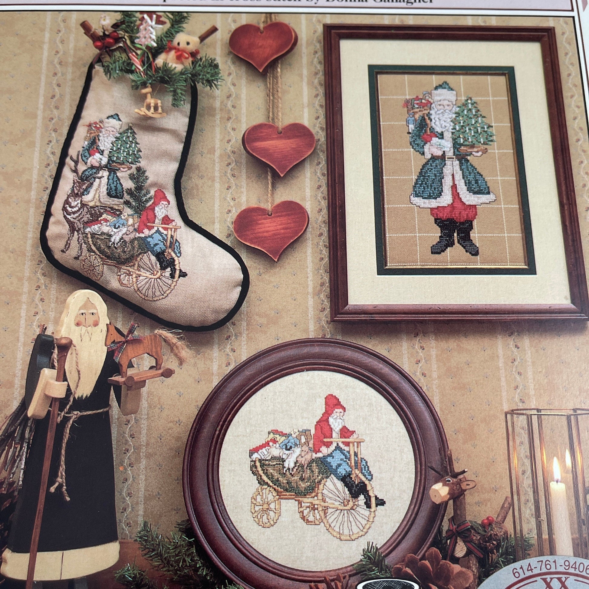 The Schiffer Collection Set Of 3 Father Christmas I,II,and III Vintage Counted Cross Stitch Charts