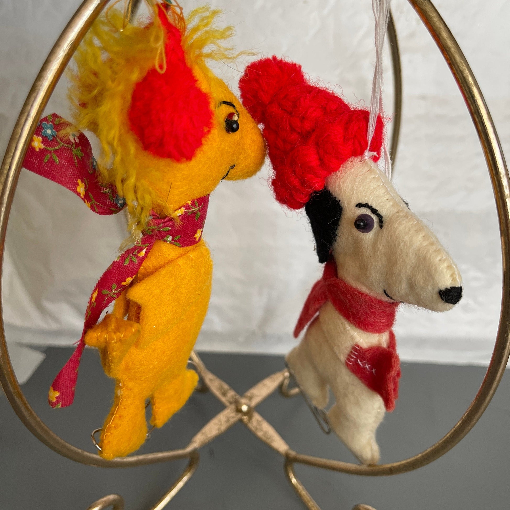 Snoopy and Woodstock Skating Homemade Peanuts Gang Style Stuffed Felt Ornaments