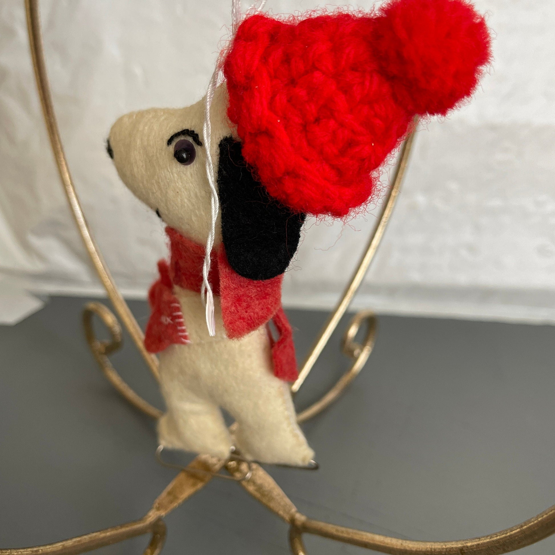 Snoopy and Woodstock Skating Homemade Peanuts Gang Style Stuffed Felt Ornaments