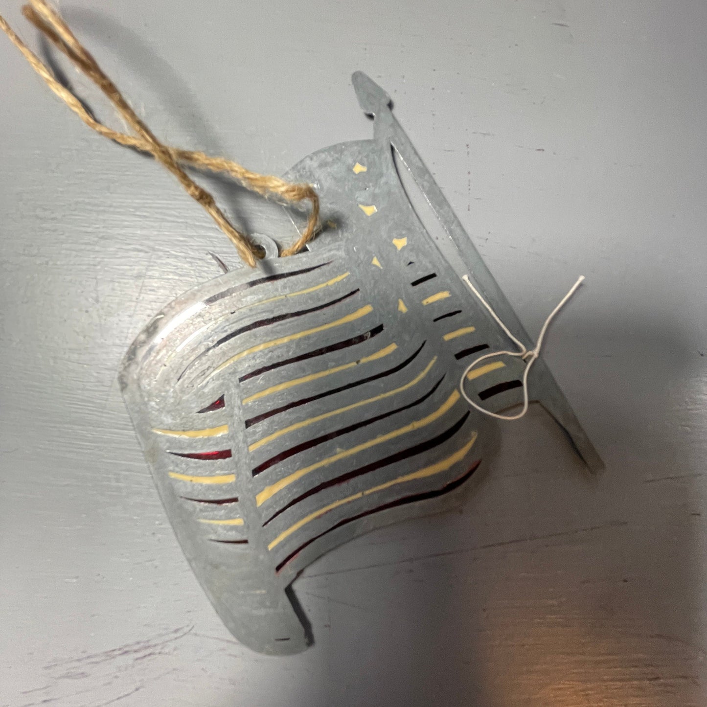 Stained Glass American Flag Waving On Metal Pole Vintage Decorative Collectible Ornament