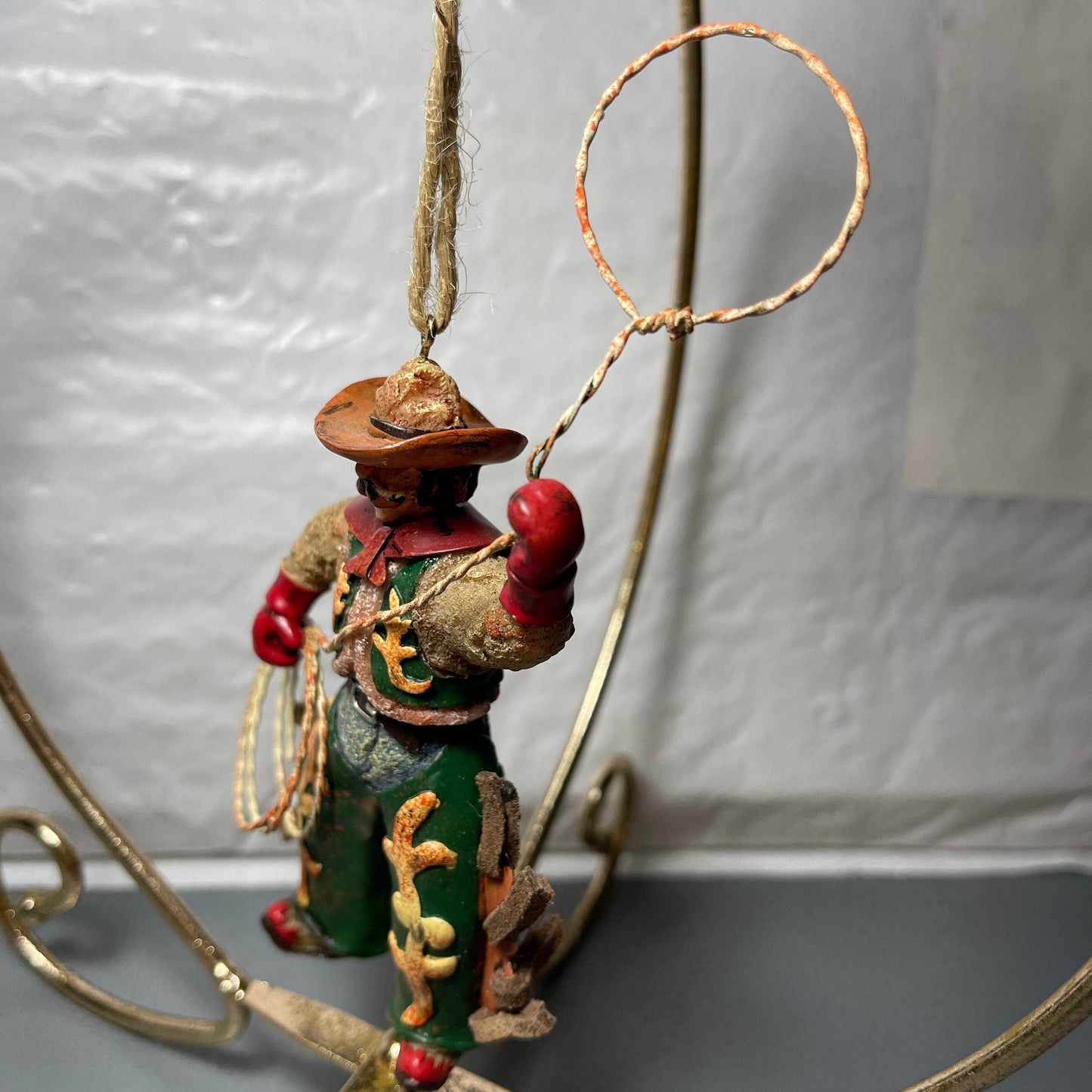 Lasso Cowboy and Saddle with Stirrups Set Of 2 Western Christmas Ornaments
