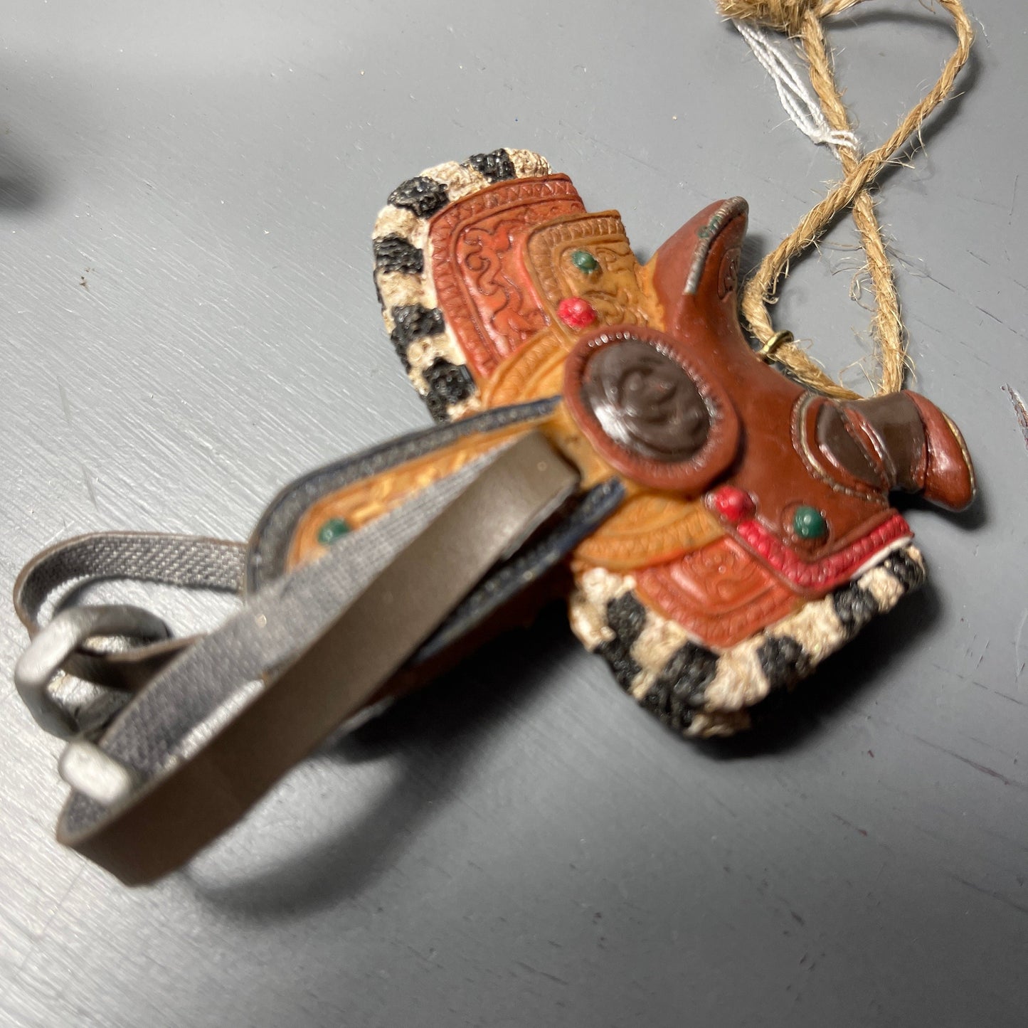 Lasso Cowboy and Saddle with Stirrups Set Of 2 Western Christmas Ornaments