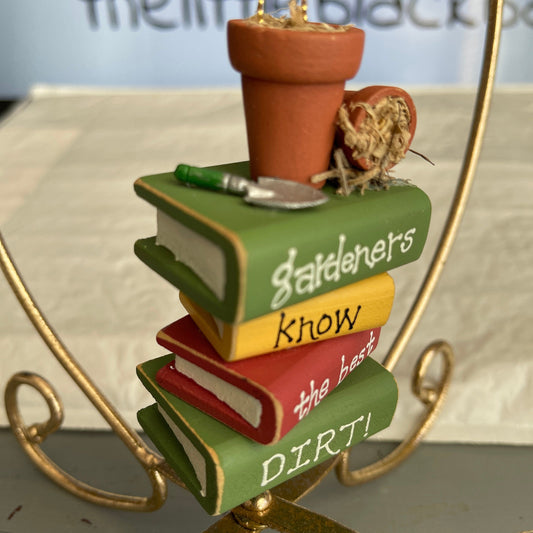 Gardners Know The Best DIRT! Stack Of Books Christmas Ornament