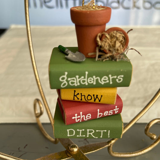 Gardners Know The Best DIRT! Stack Of Books Christmas Ornament