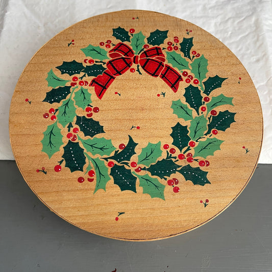 Hallmark Wooden Wreath Plate Box Vintage 1986 Collectible Storage Container