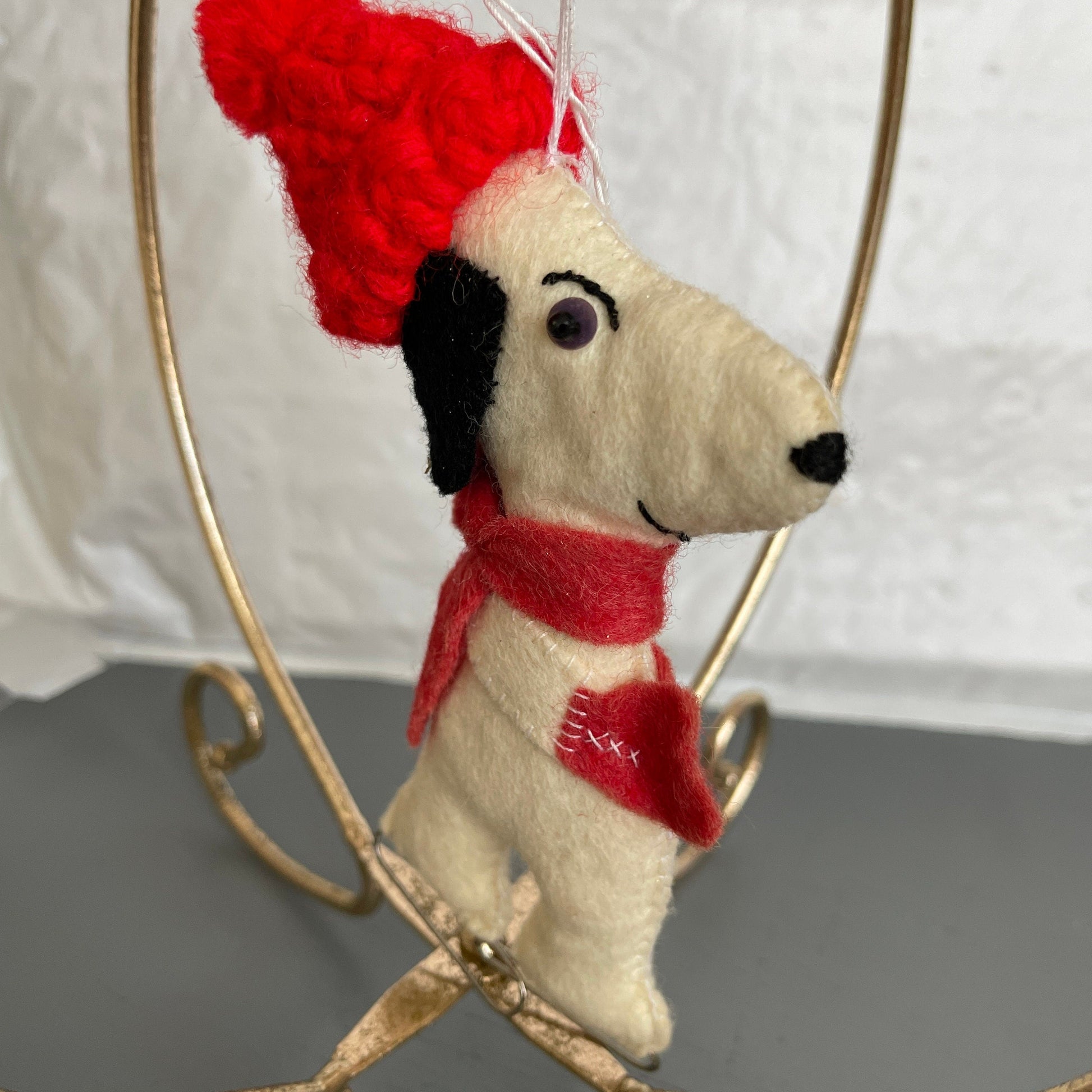 Snoopy and Woodstock Skating Homemade Peanuts Gang Style Stuffed Felt Ornaments