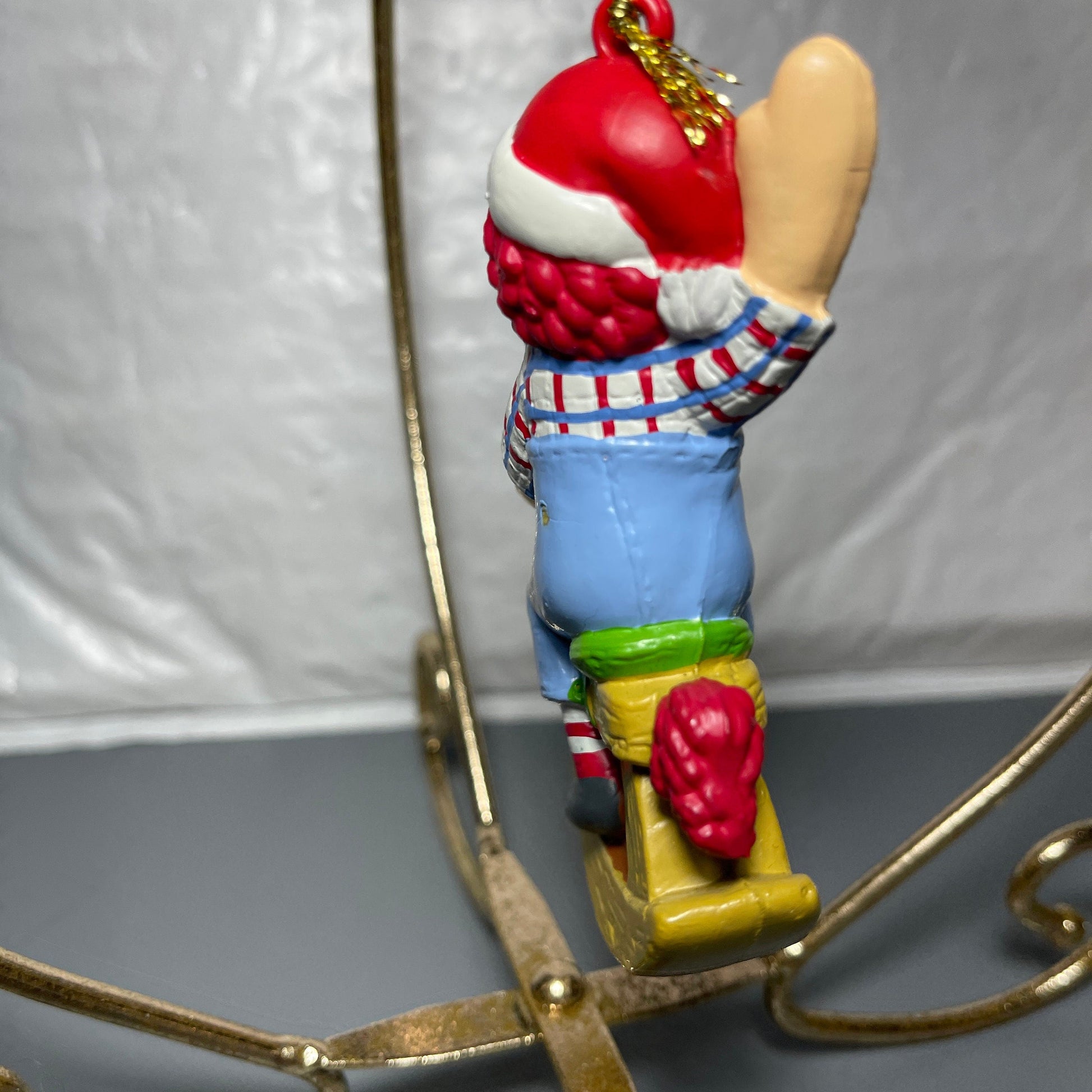 Raggedy Andy In Santa Cap Riding A Rocking Horse Christmas Tree Ornament