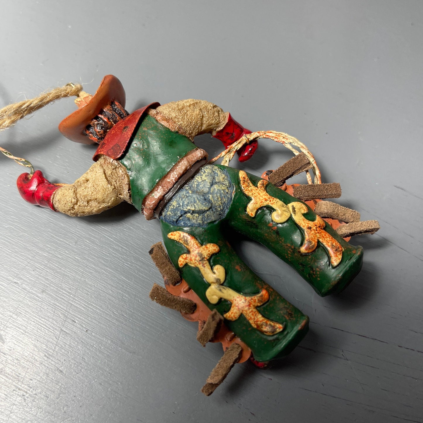 Lasso Cowboy and Saddle with Stirrups Set Of 2 Western Christmas Ornaments