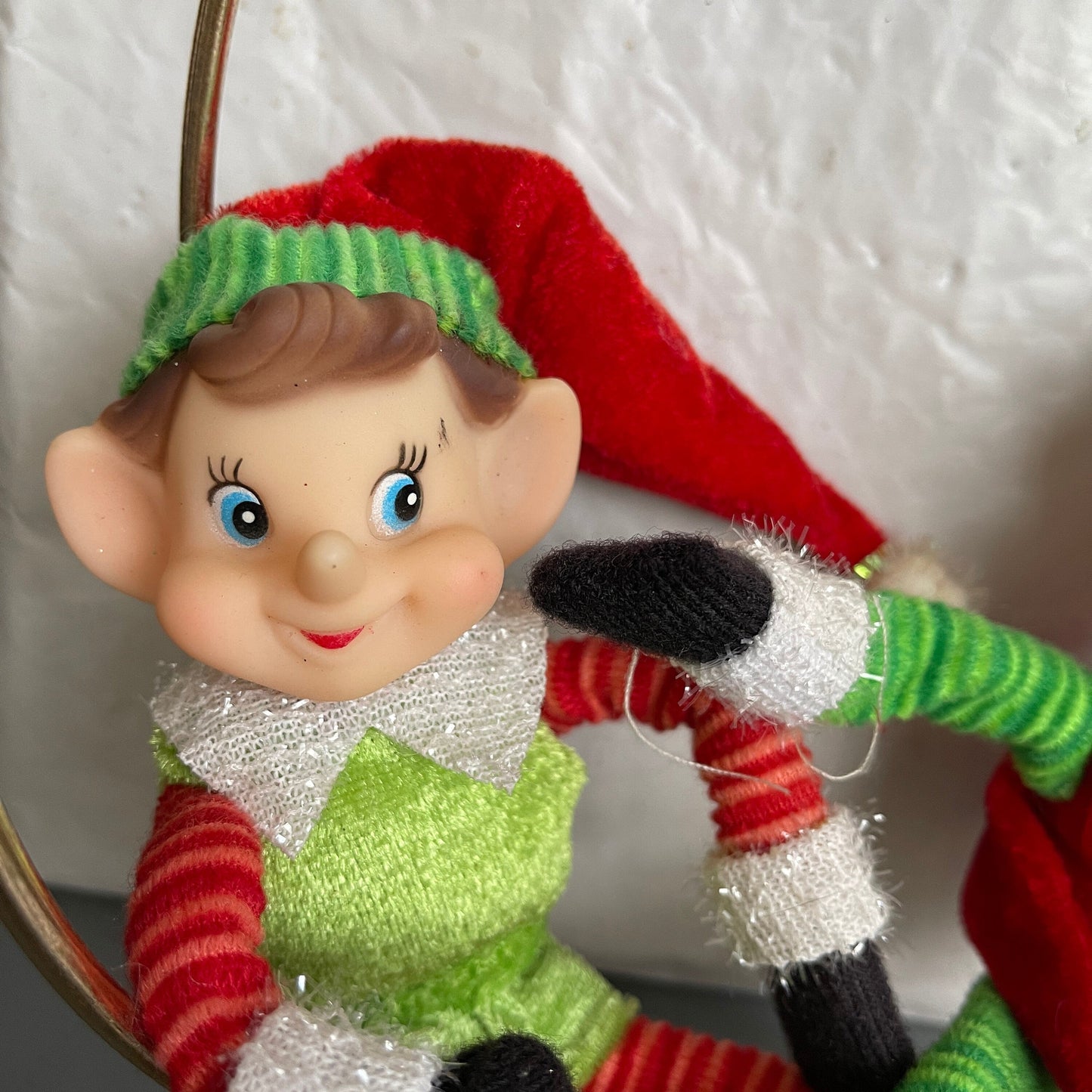 Cute Pair Of Santas Elves Vintage Christmas Collectible Shelf Sitter Decorations