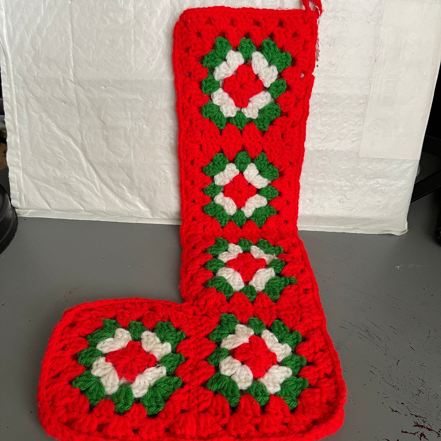 Hand Knitted/Crocheted Set Of 2 Vintage Collectible Christmas Stockings Cottagecore Decor*
