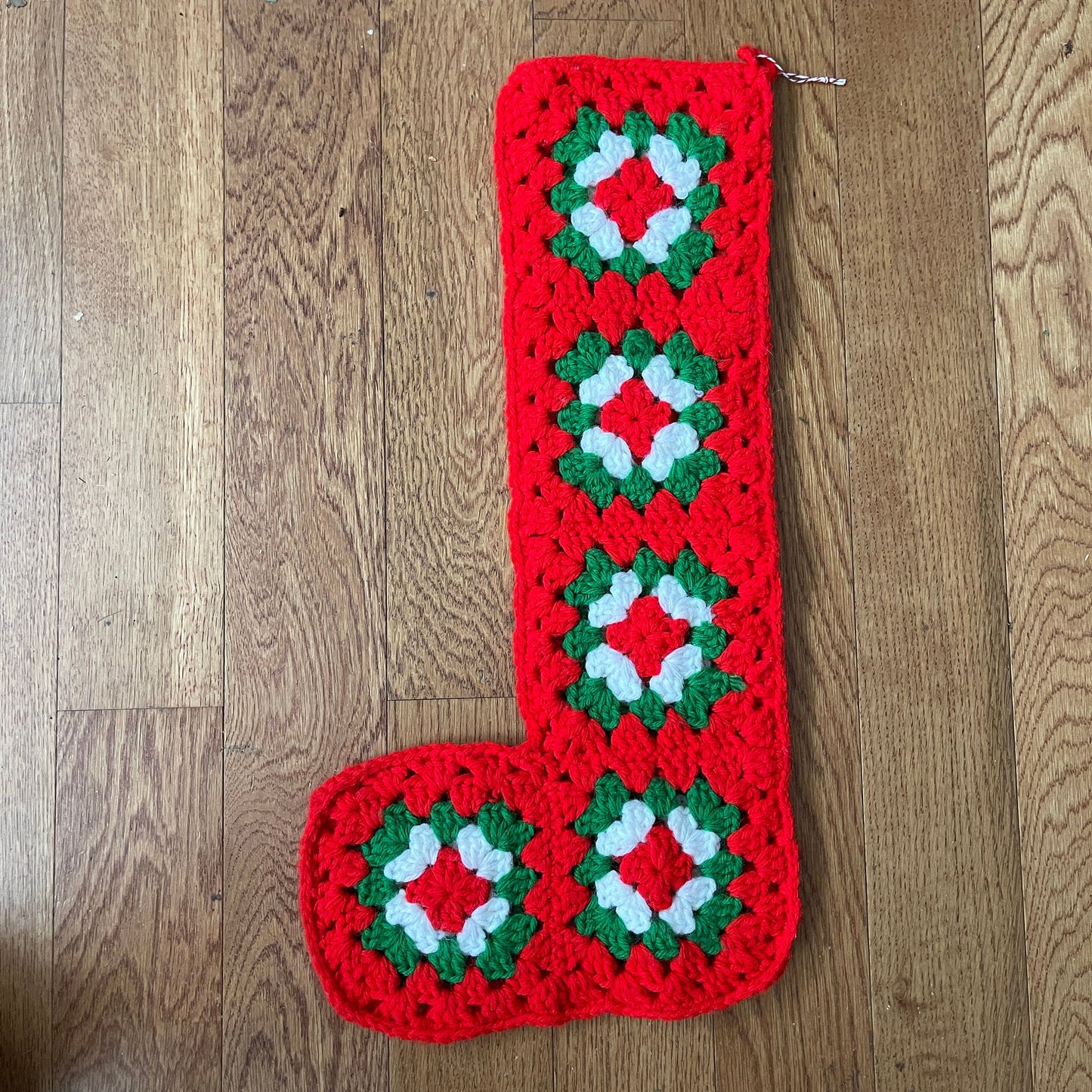 Hand Knitted/Crocheted Set Of 2 Vintage Collectible Christmas Stockings Cottagecore Decor*