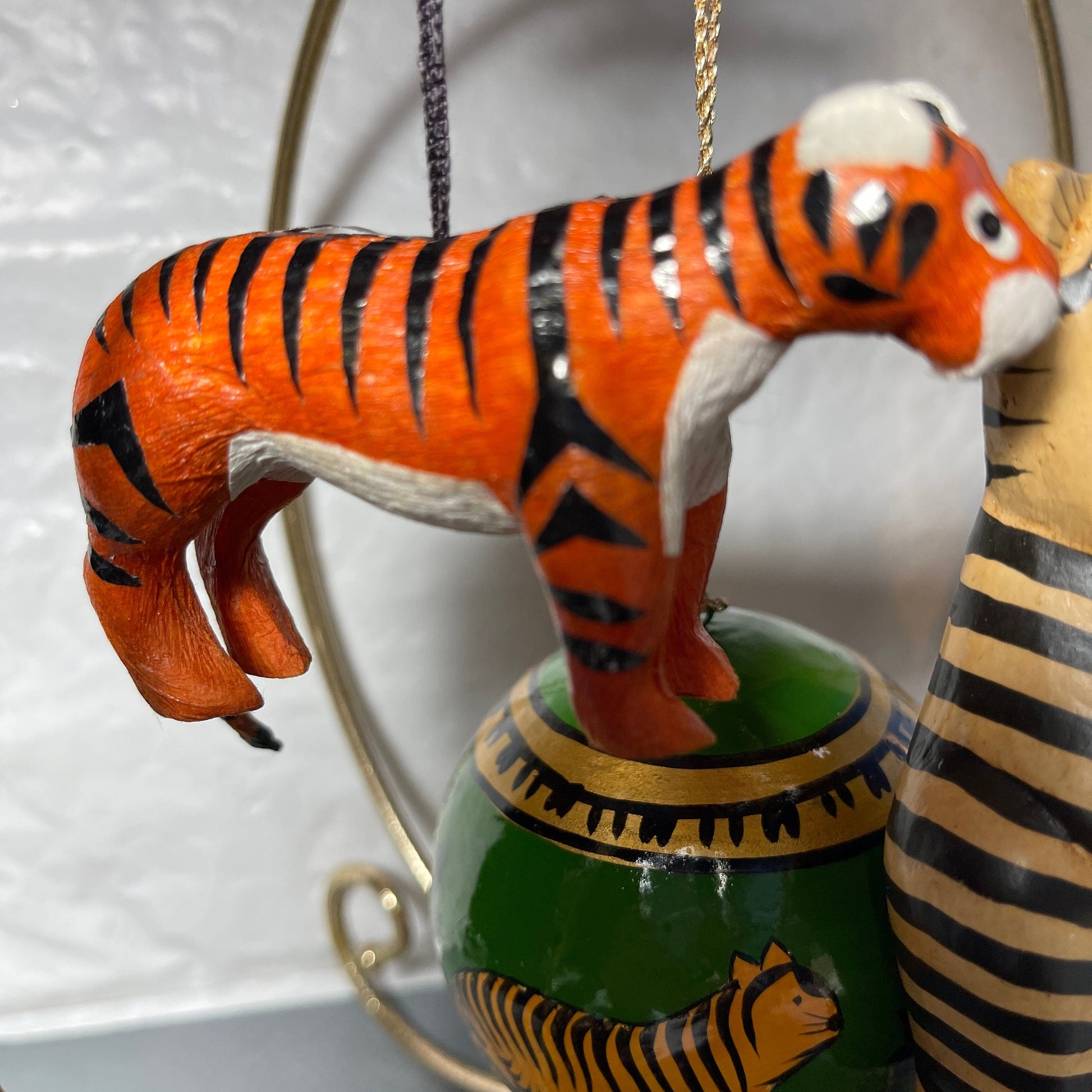 Jungle Animal Inspired  Set Of 3 Vintage Christmas Tree Ornaments