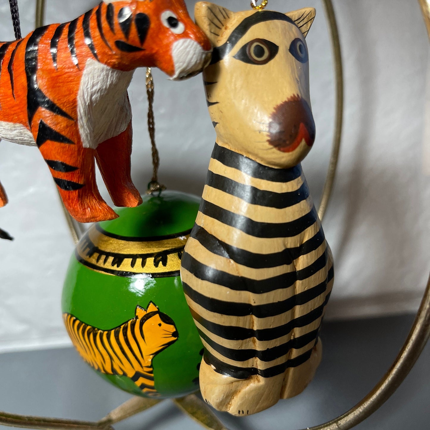 Jungle Animal Inspired  Set Of 3 Vintage Christmas Tree Ornaments
