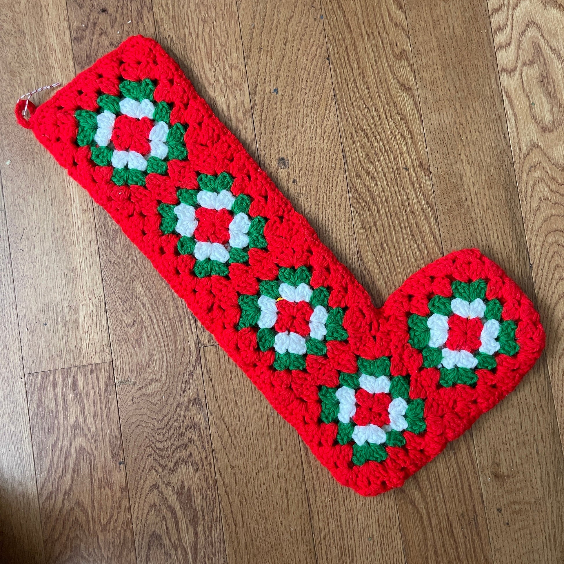 Hand Knitted/Crocheted Set Of 2 Vintage Collectible Christmas Stockings Cottagecore Decor*
