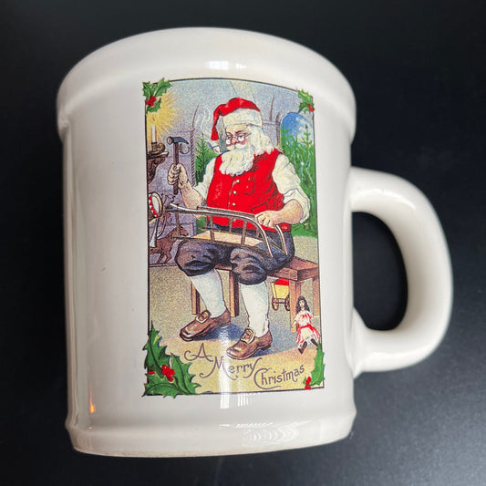 Magenta A Merry Christmas Santa Building a Sled Happy Holidays Nice Ceramic Mug