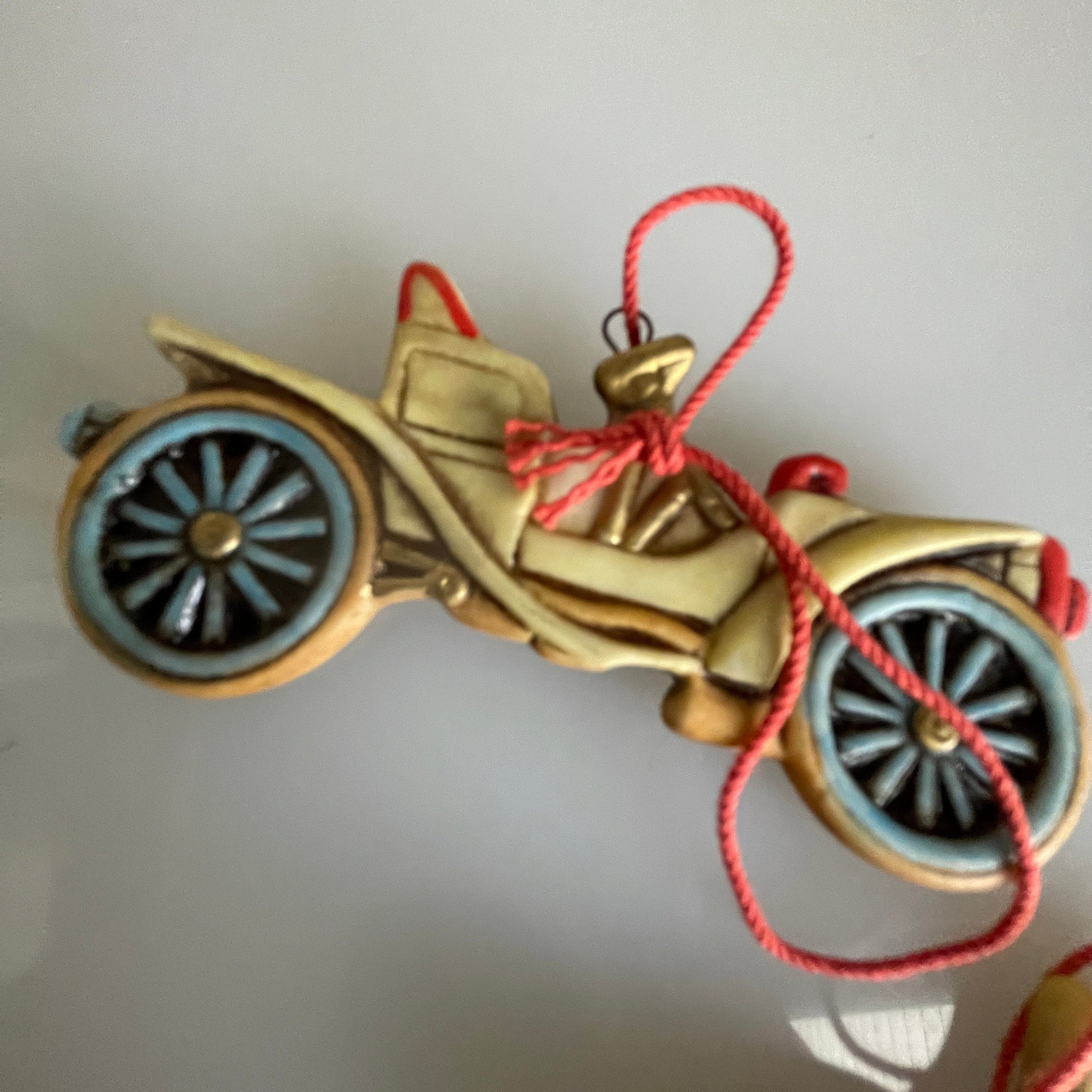 Schmid Antique Automobiles Set Of 2 Porcelain Vintage Transportation Collectible Ornaments