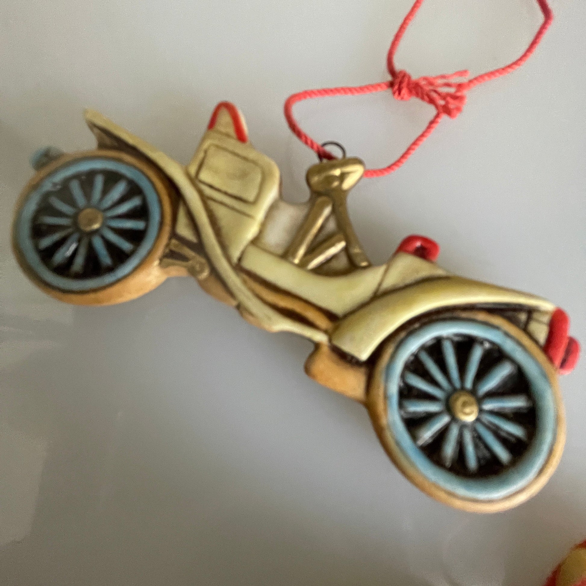 Schmid Antique Automobiles Set Of 2 Porcelain Vintage Transportation Collectible Ornaments