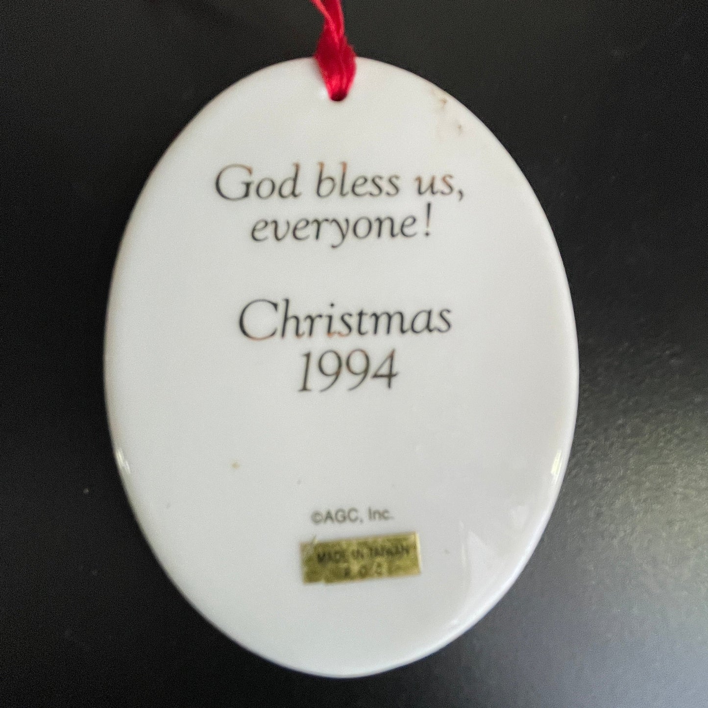 AGC Set of 2 Christmas dated 1994 porcelain ornaments see pictures and description*
