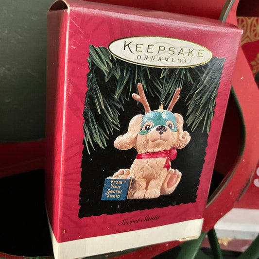 Hallmark Secret Santa Puppy Dated 1994 Keepsake Ornament QX573-6
