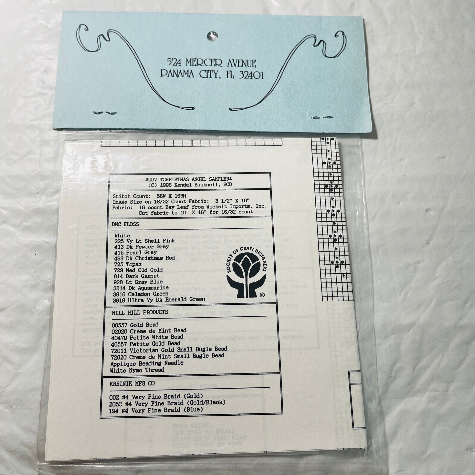 Kendal Bushnell, Christmas Angel Sampler, Vintage 1996, Counted Cross Stitch Chart*