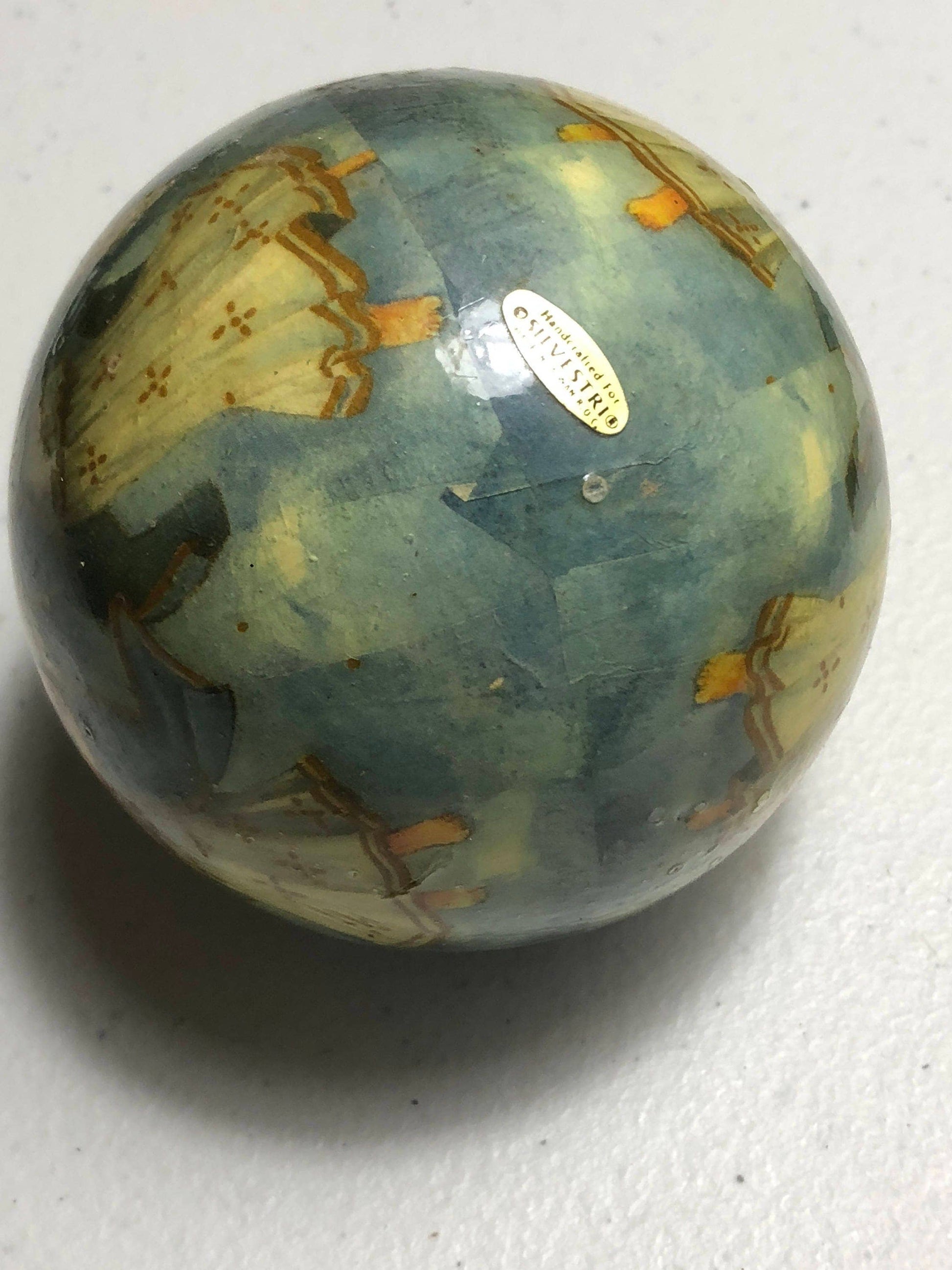 Silvestri, Angels, Playing Instruments, Painted Ball, Vintage, Christmas, Ornament