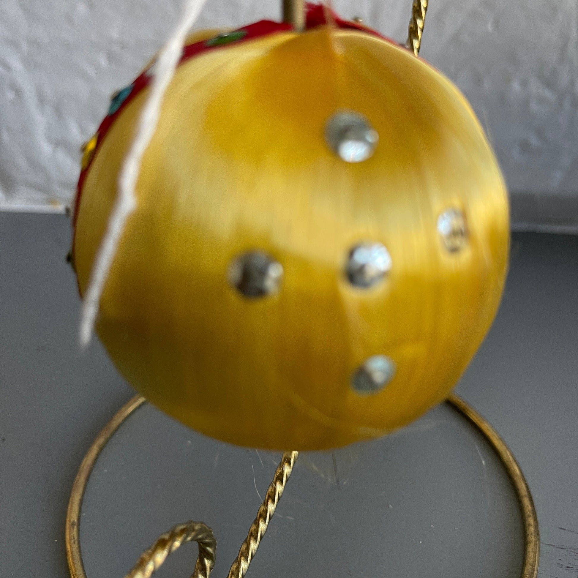 Yellow Silken with Cross Handmade Sequin Christmas Tree Ornament