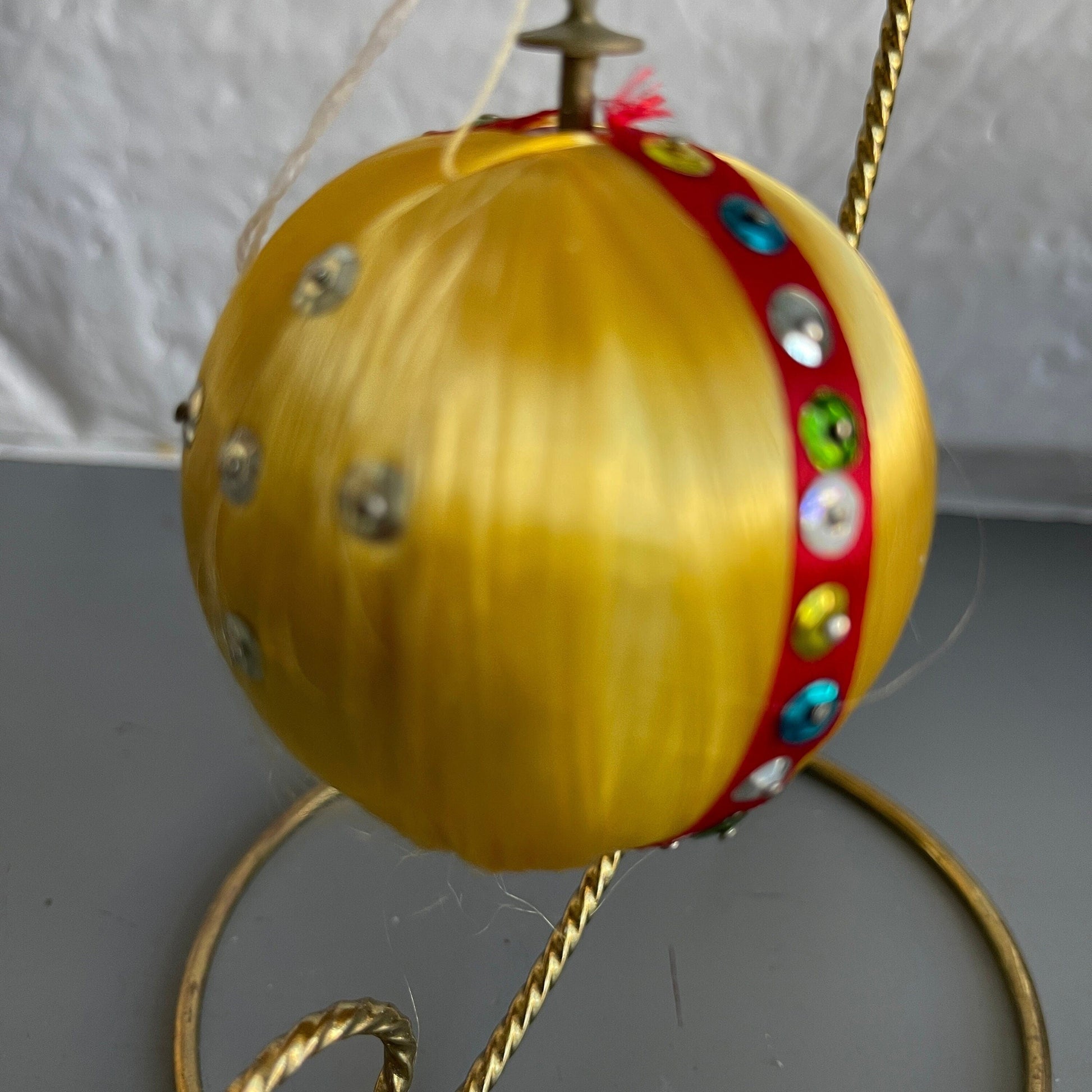 Yellow Silken with Cross Handmade Sequin Christmas Tree Ornament