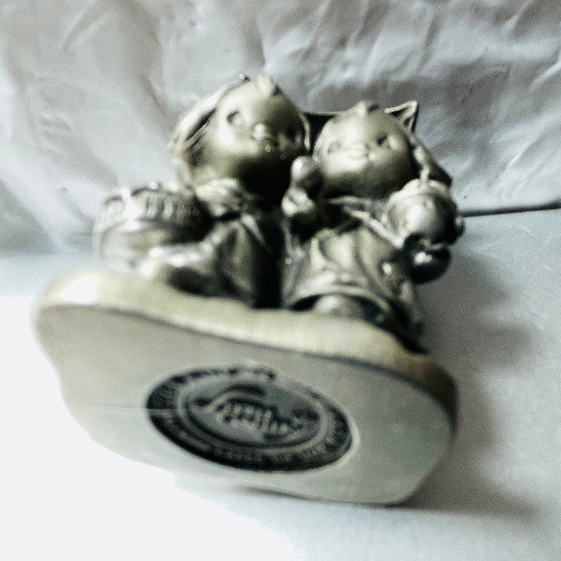Pewter, Hallmark Cards, Little Gallery, Choice of 1977 Betsy Clark Under Umbrella or 1981 Mice Wish Heart Vintage Figurines