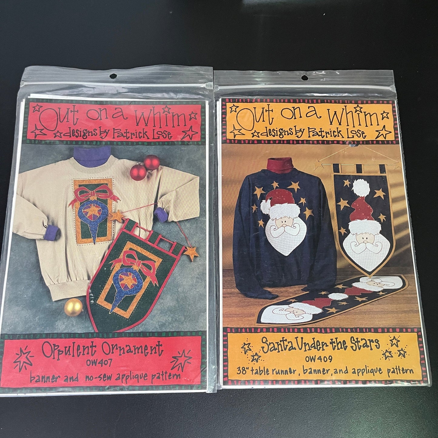 Santa under the stars and Opulent  Moment set of 2 holiday applique patterns