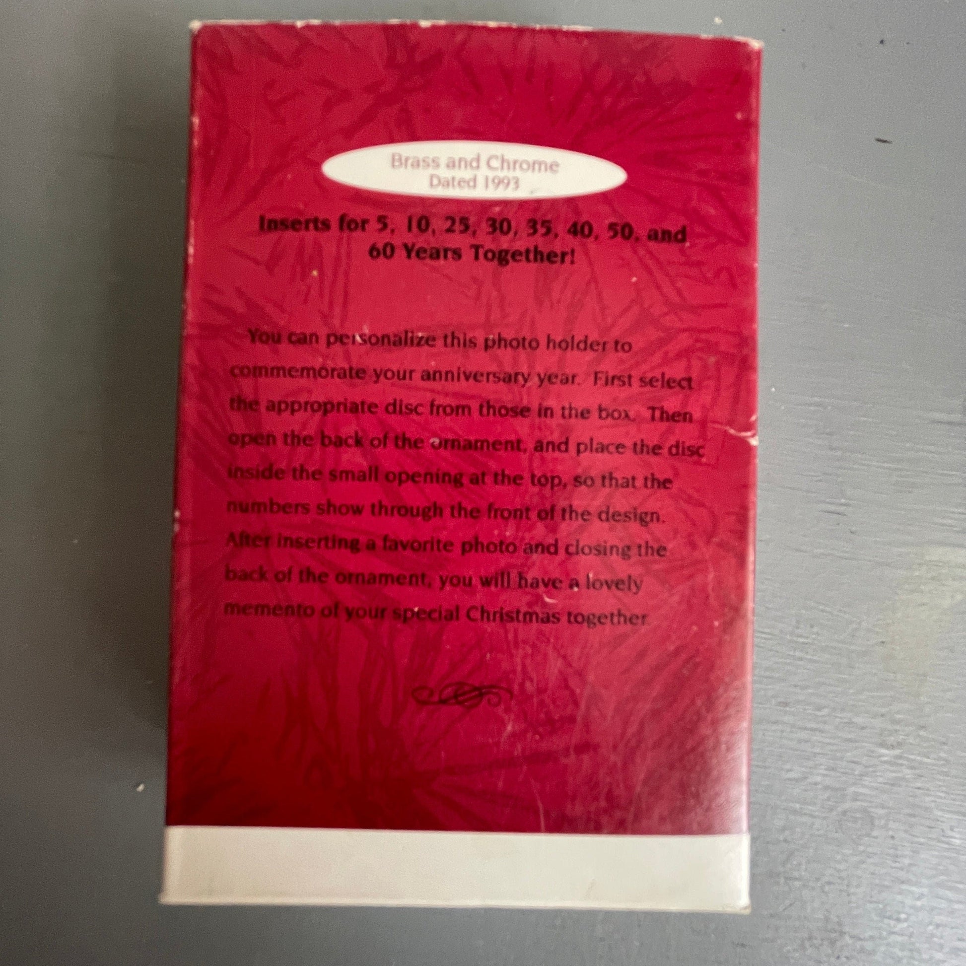 Hallmark Anniversary Year 10 Dated 1993 Brass and Chrome Photo Holder Keepsake Personalized Ornament QX5972*