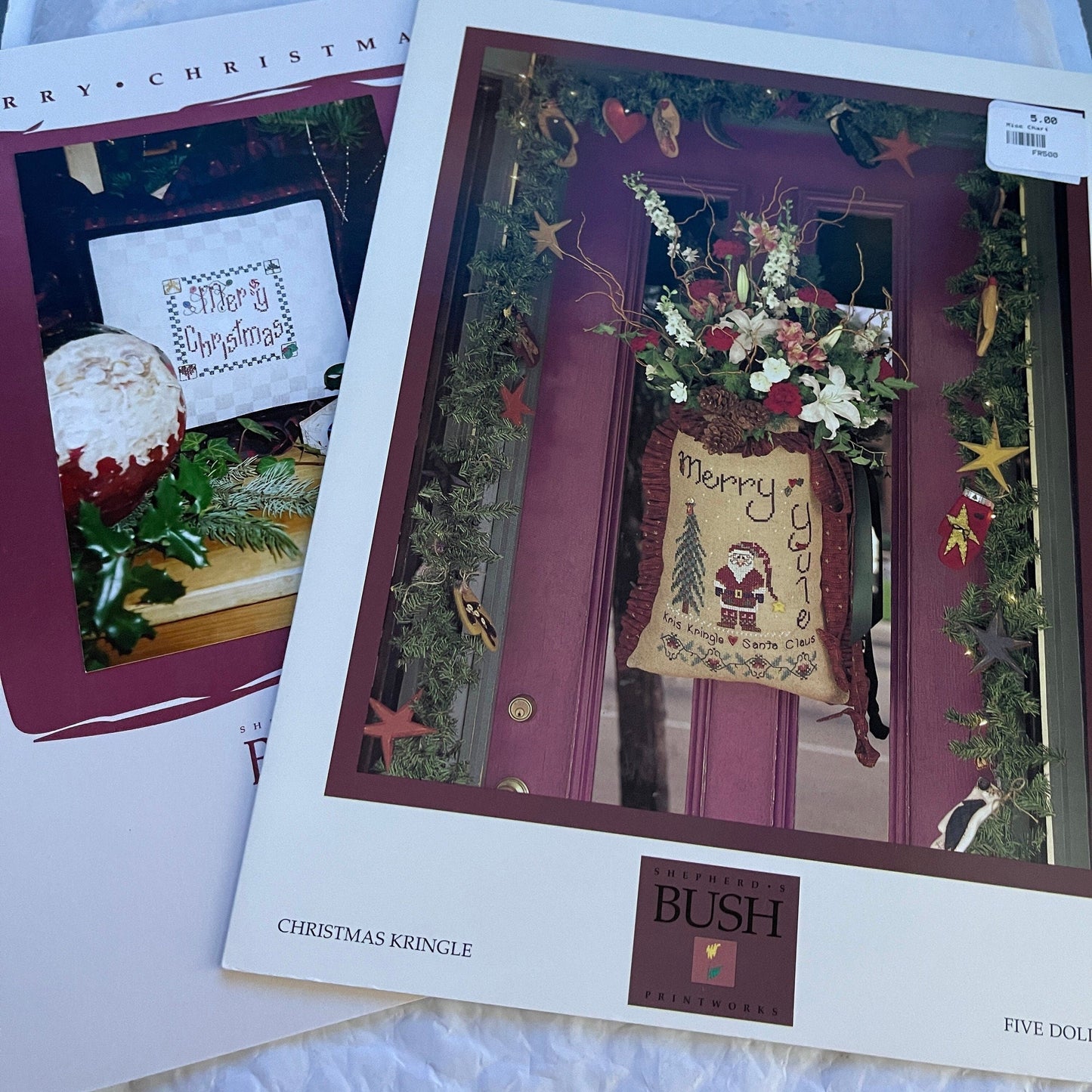 Shepherd's Bush Christmas Kringle Vintage 1997 and Merry Christmas Vintage 1999 Set of 2 Cross Stitch Charts