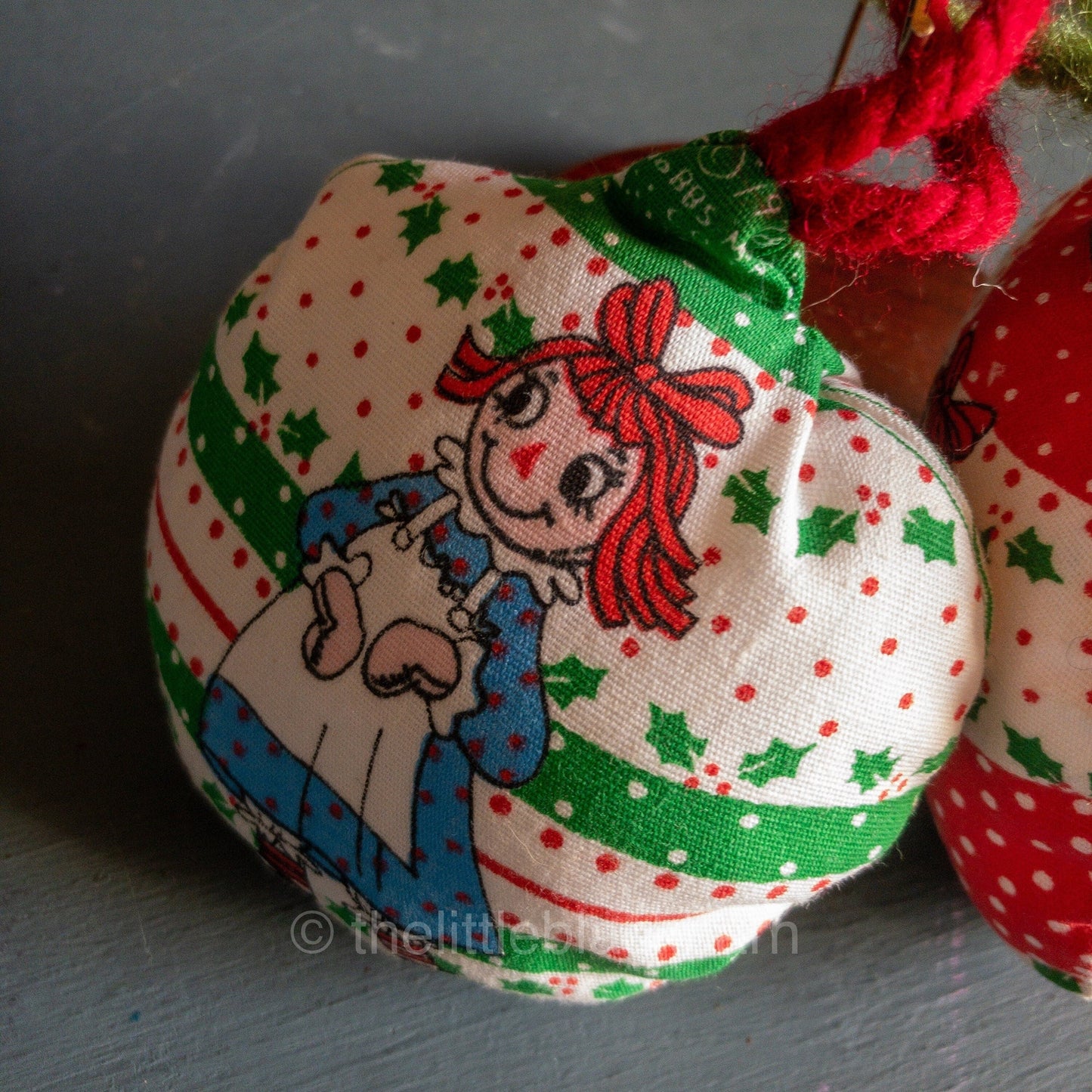 Homemade Pair of Raggedy Ann Vintage 1978 Christmas Ornaments