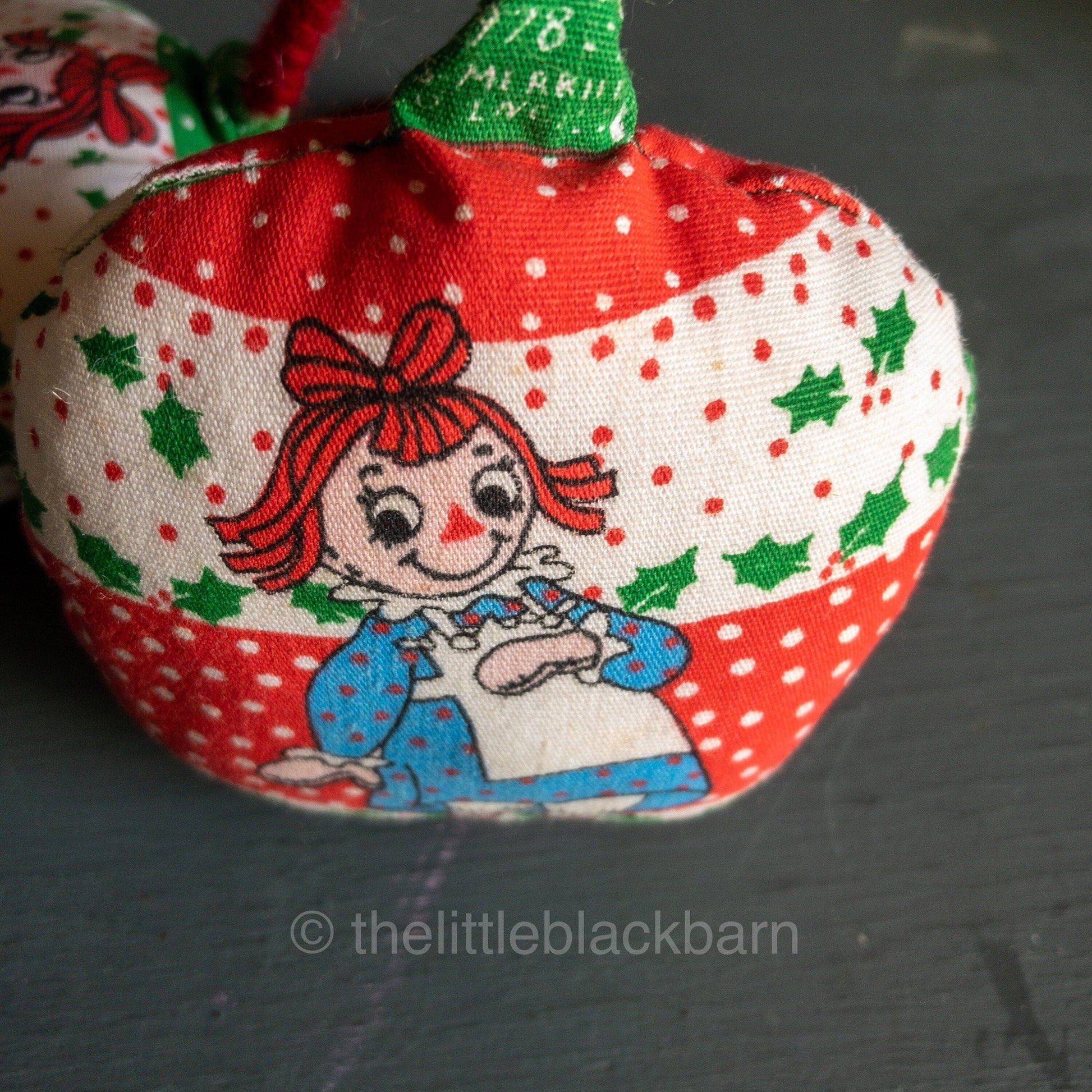 Homemade Pair of Raggedy Ann Vintage 1978 Christmas Ornaments