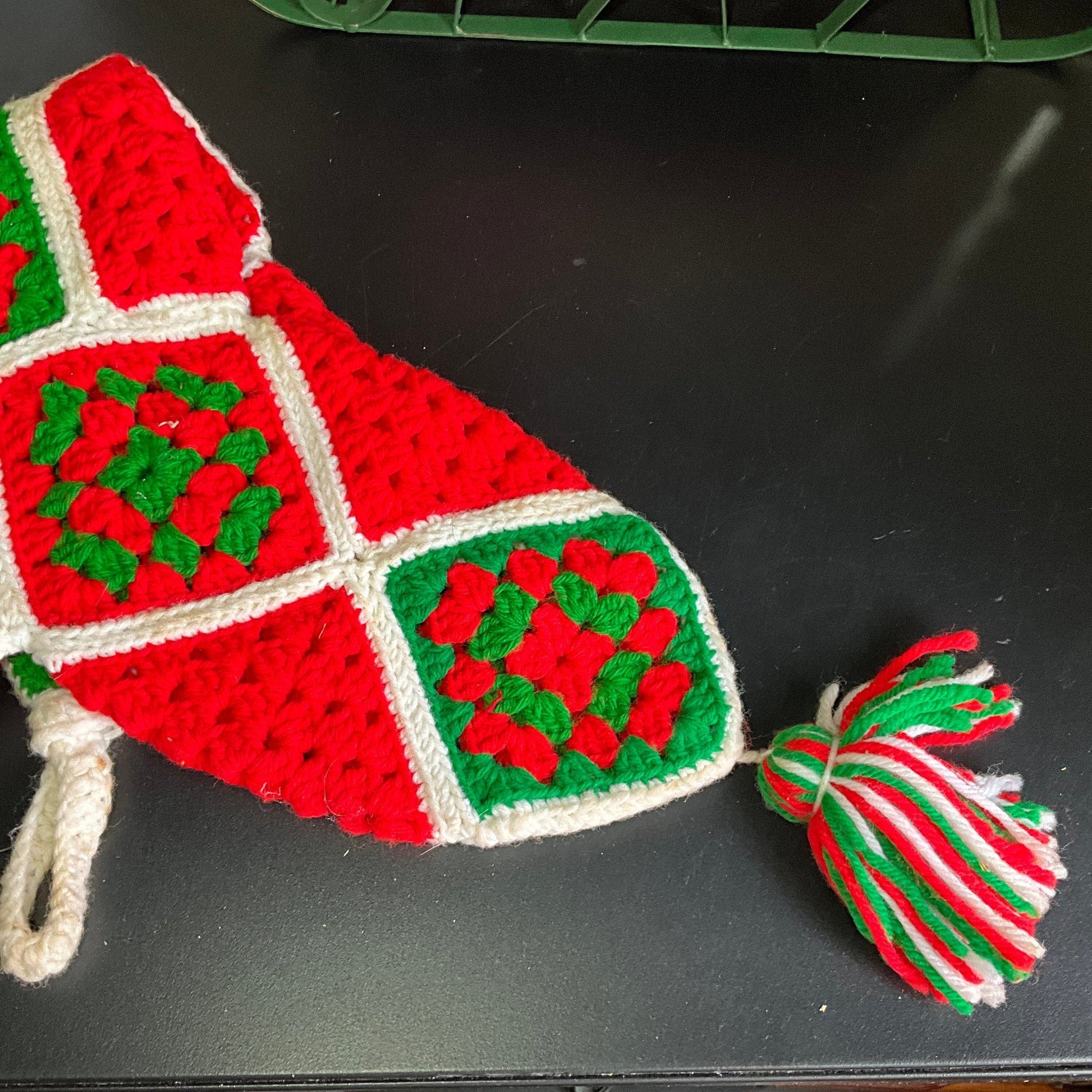 Large beautifully hand crocheted 22 inch Christmas stocking