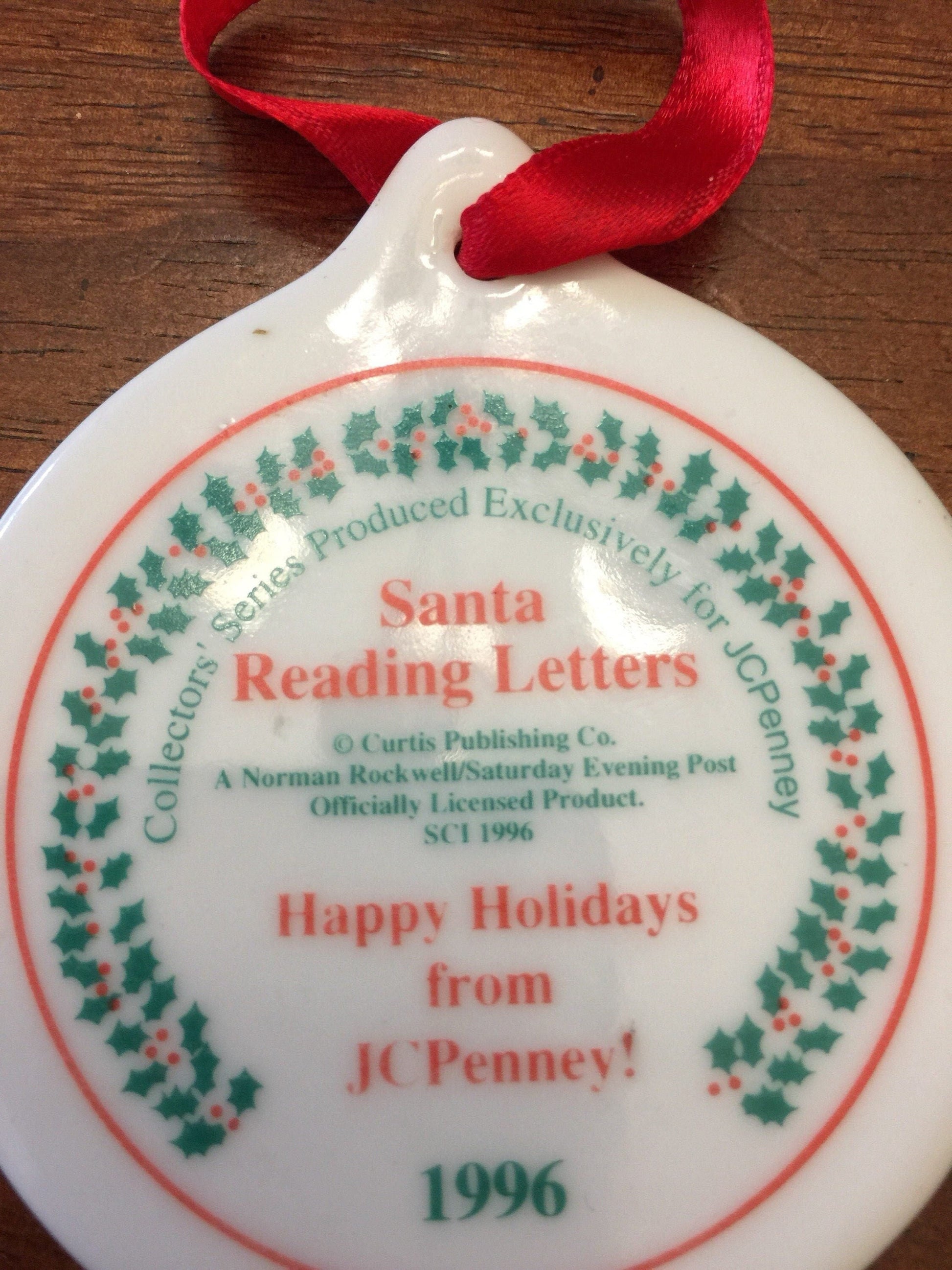 Norman Rockwell Santa Reading Letters for JCPenny Vintage 1996 Ornament