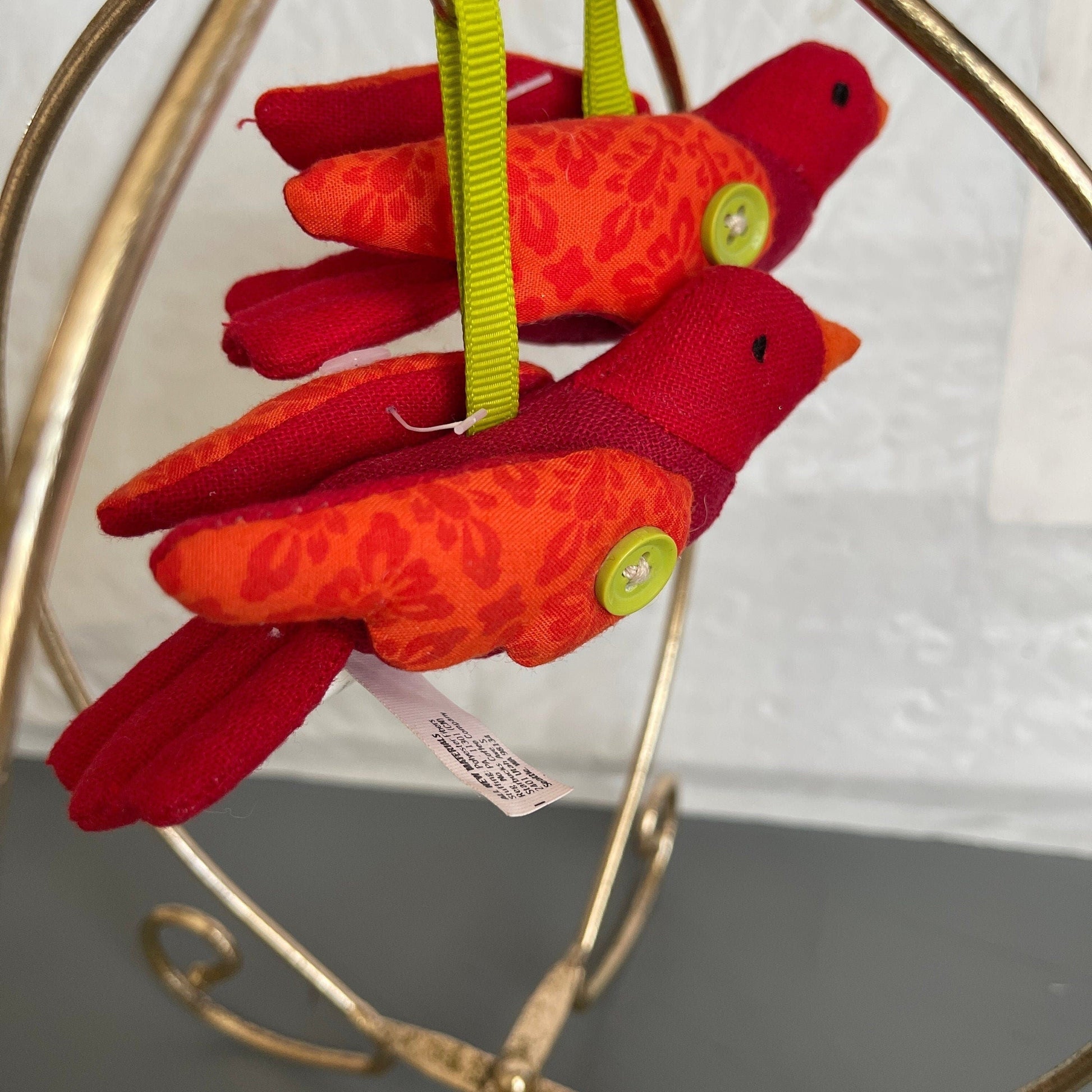 Starbucks Ravishing Red Bird with Buttoned On Wings Plush Christmas Ornament