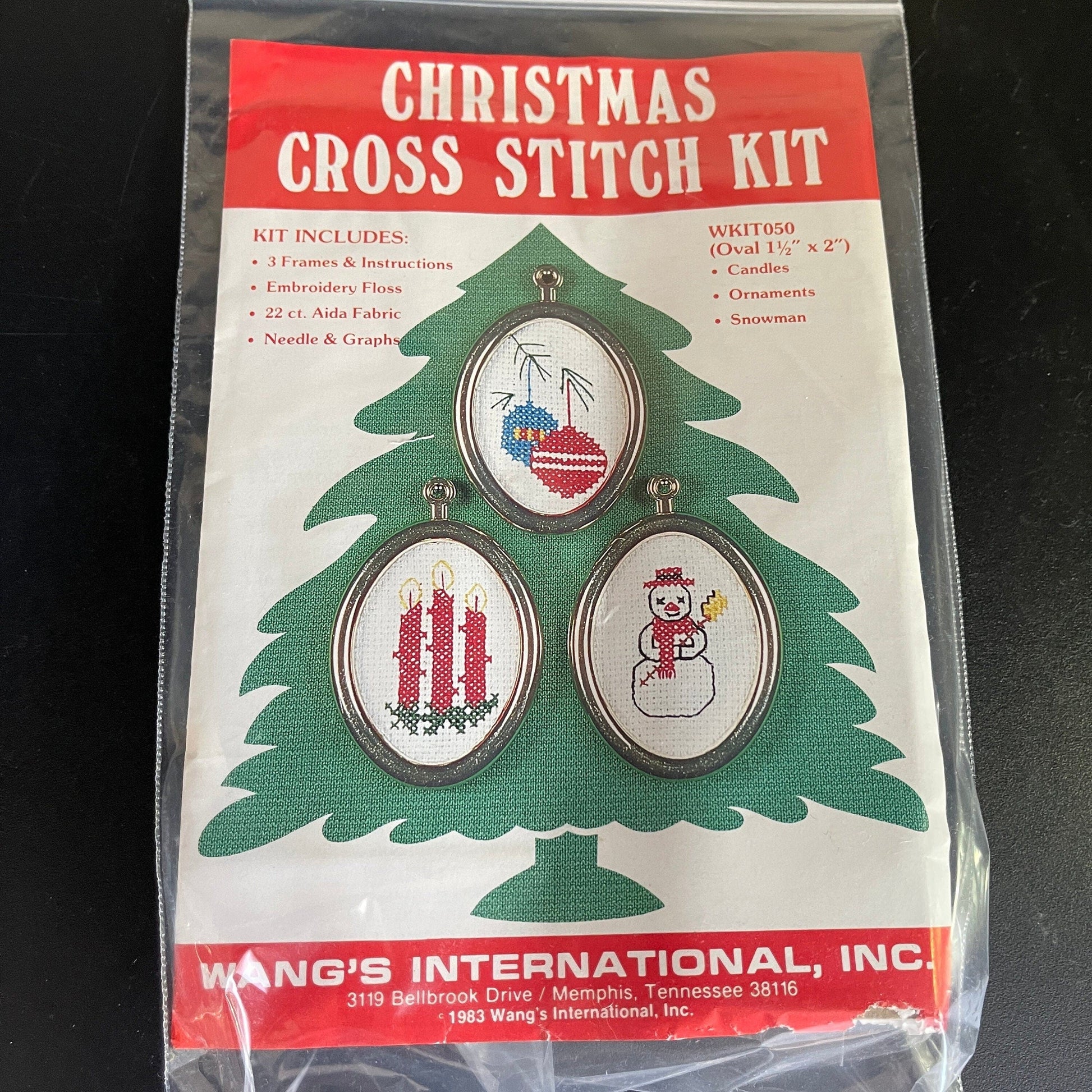Wang's International ornaments, candles and snowman wkit050 vintage Christmas Cross Stitch Kit*