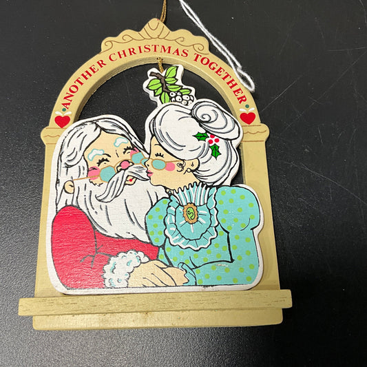 Kurt Adler Another Christmas Together Santa & Mrs. Claus vintage 1990 wooden ornament
