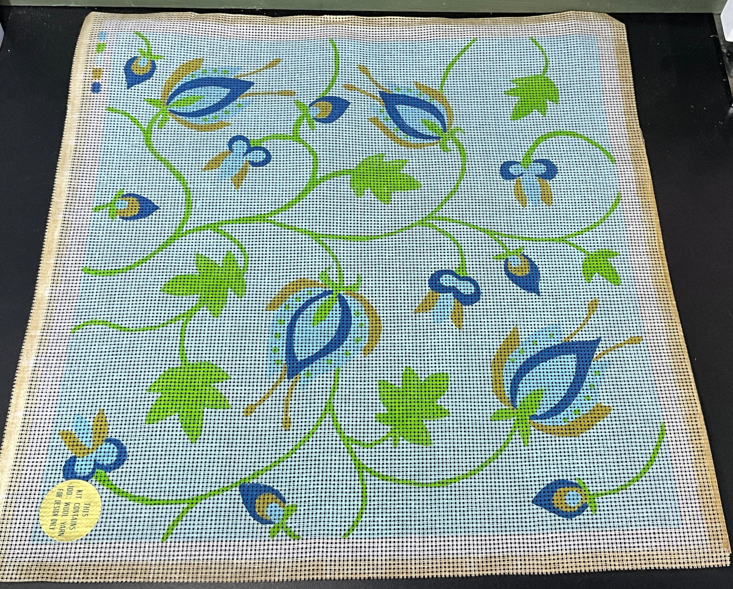 Paragon fanciful floral 16 by 16 inch hand painted canvas needlepoint with wool kit*