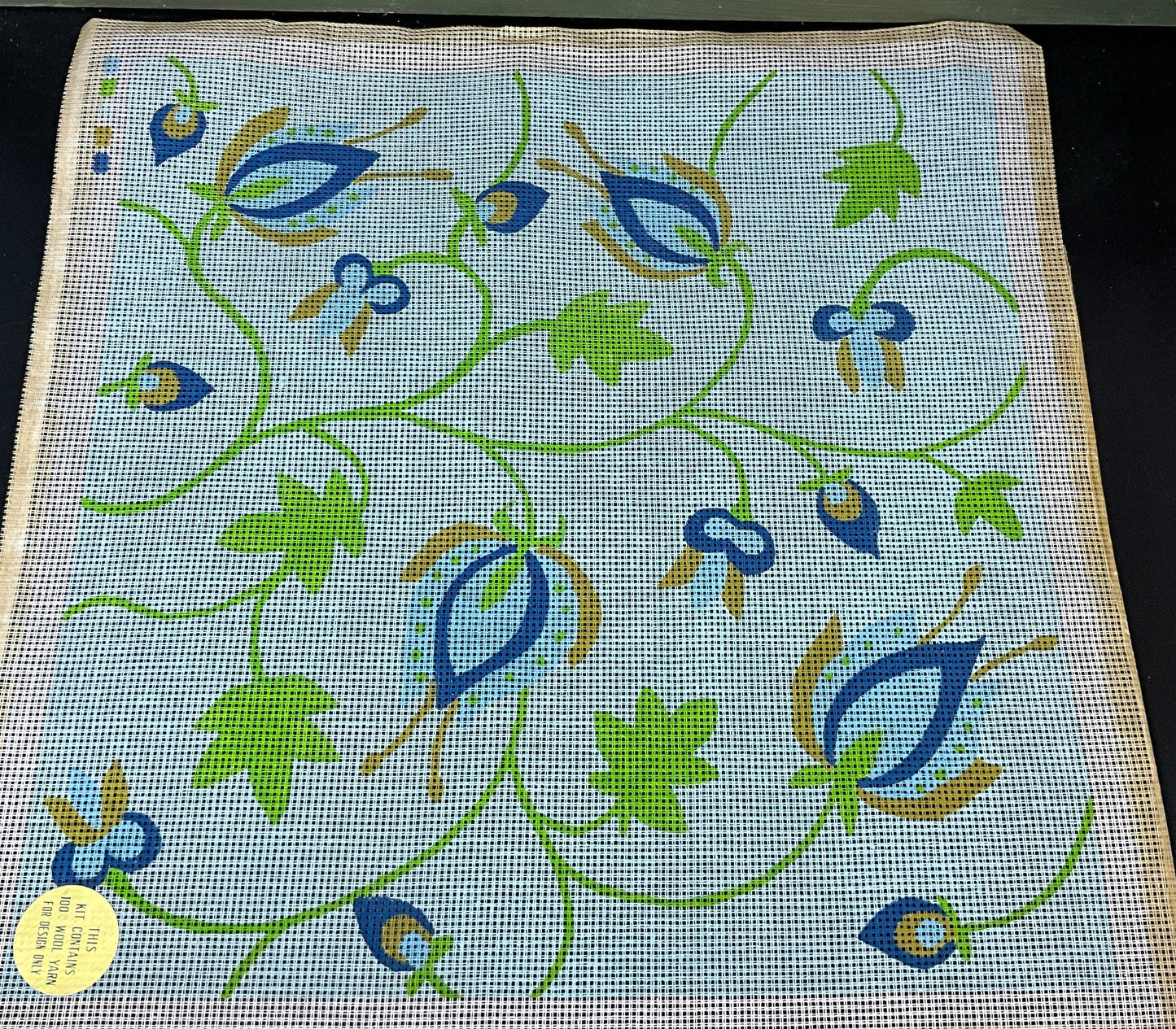 Paragon fanciful floral 16 by 16 inch hand painted canvas needlepoint with wool kit*