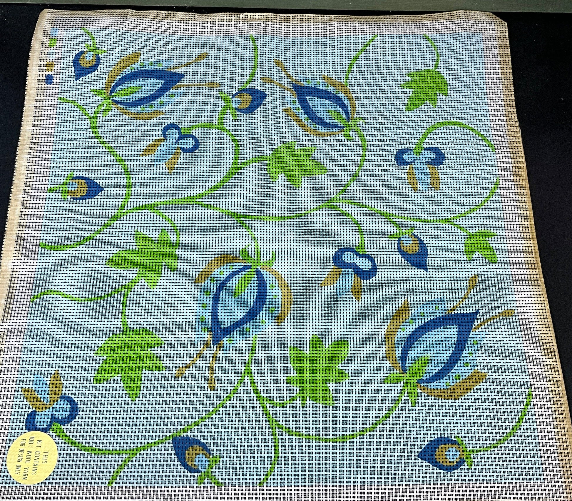 Paragon fanciful floral 16 by 16 inch hand painted canvas needlepoint with wool kit*