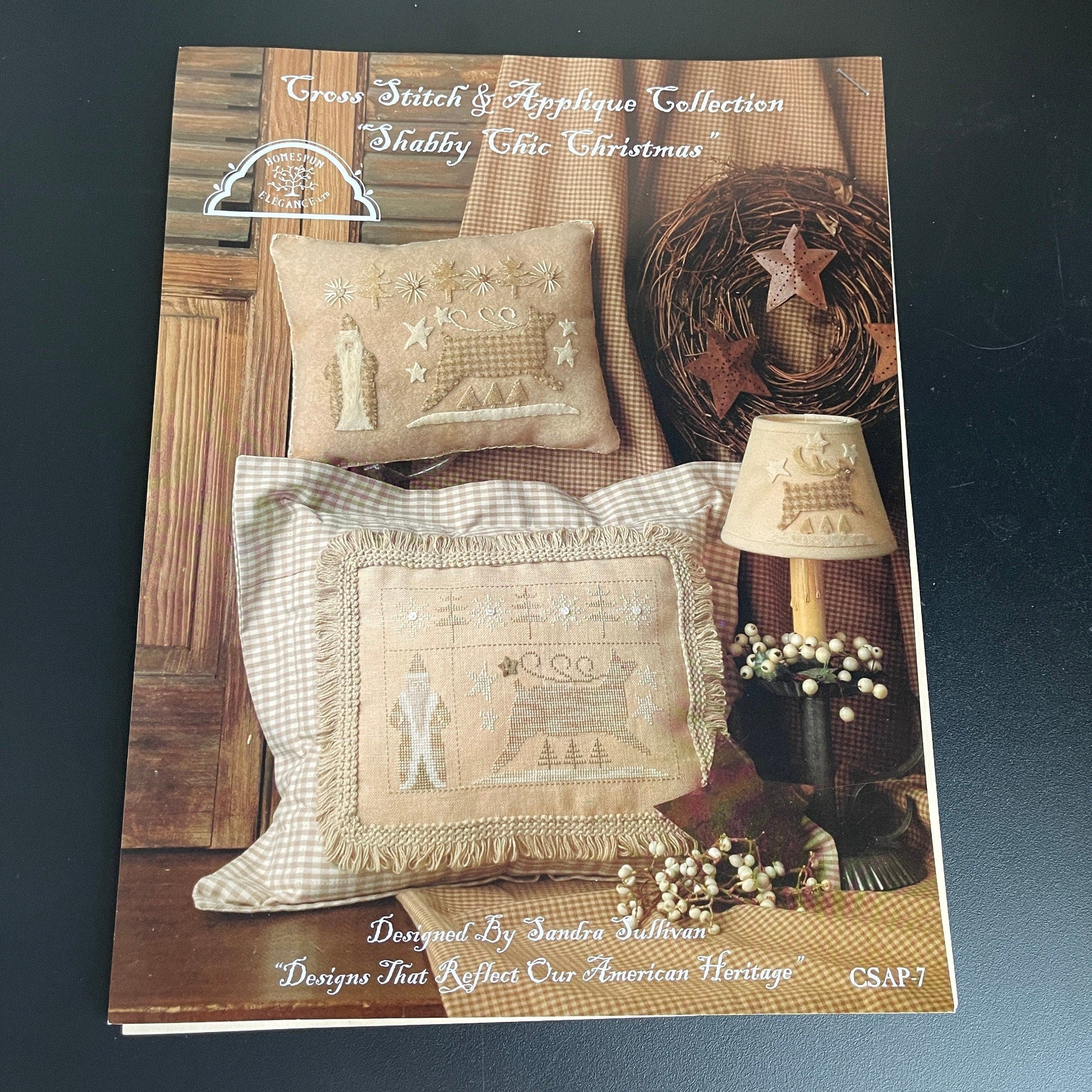 Homespun Elegance Set of 2 Cross Stitch Applique' Collection Shabby Chic Christmas and Hearts Come Home Vintage 2005 Charts