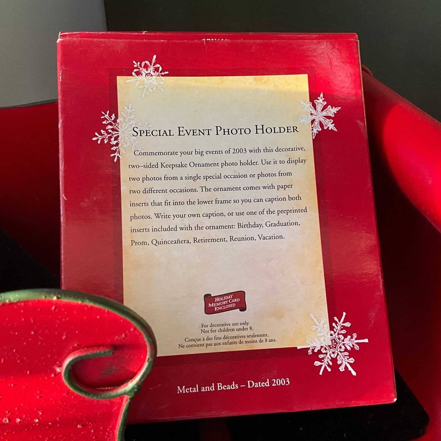 Hallmark Special Event Photo Holder Dated 2003 Keepsake ornament QXG8959